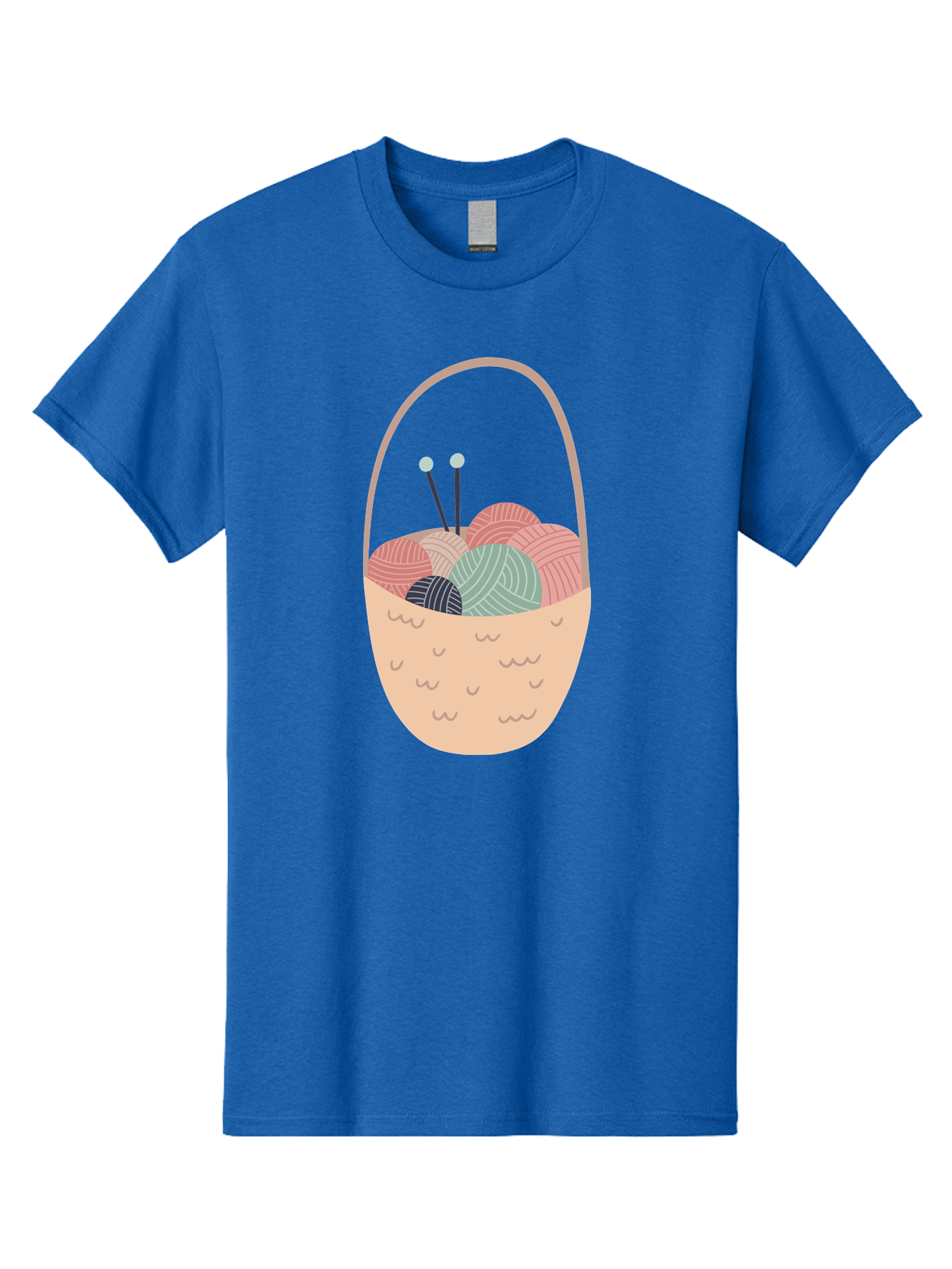Yarn-Basket Men'S Graphic Tee, 100% Cotton, Comfortable Casual Summer Wear, Machine Washable, Yarn Balls, Knitting Needles, Knitting Basket, Pastel Colors, Hobby Supplies, Crafting Tools, Diy Accessories, Handmade Materials Aac146 19