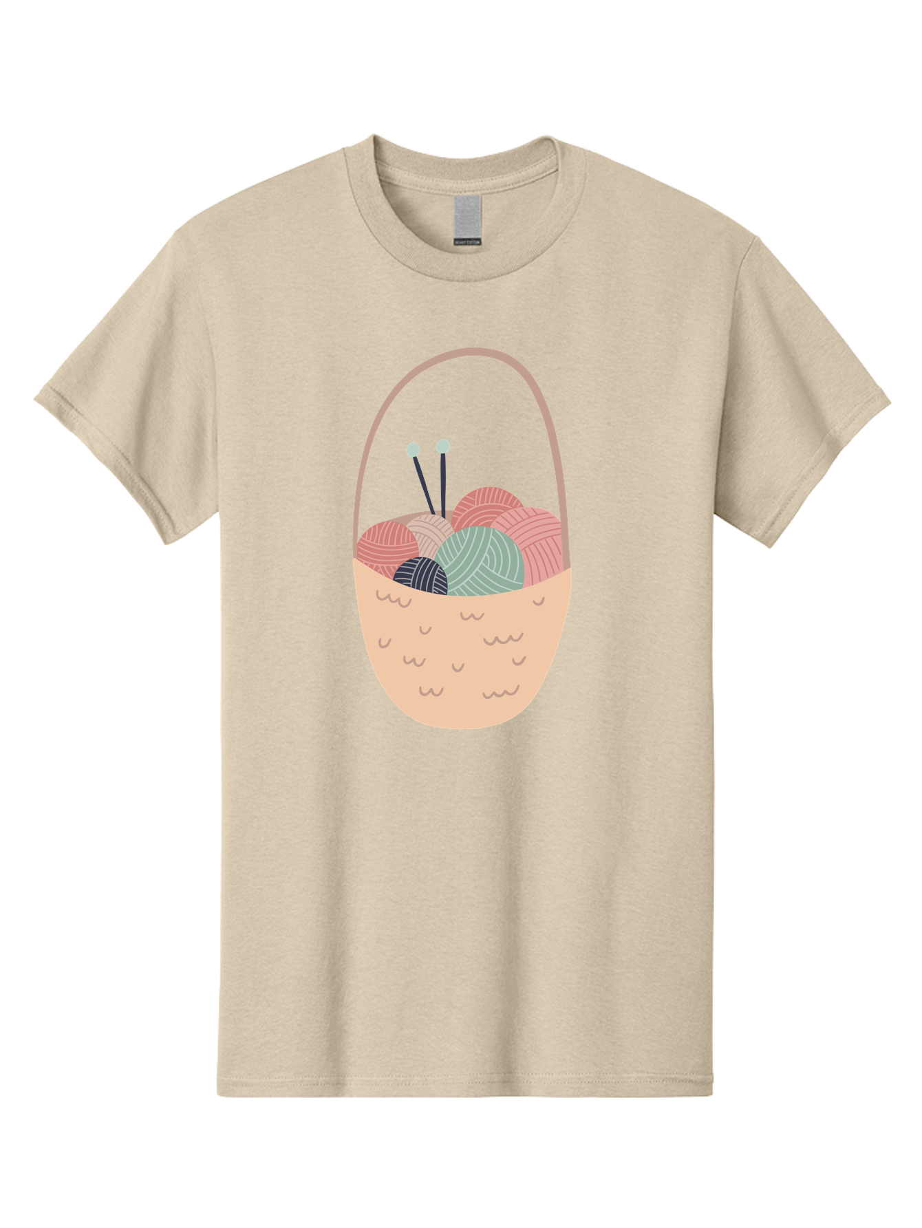 Yarn-Basket Men'S Graphic Tee, 100% Cotton, Comfortable Casual Summer Wear, Machine Washable, Yarn Balls, Knitting Needles, Knitting Basket, Pastel Colors, Hobby Supplies, Crafting Tools, Diy Accessories, Handmade Materials Aac146 5
