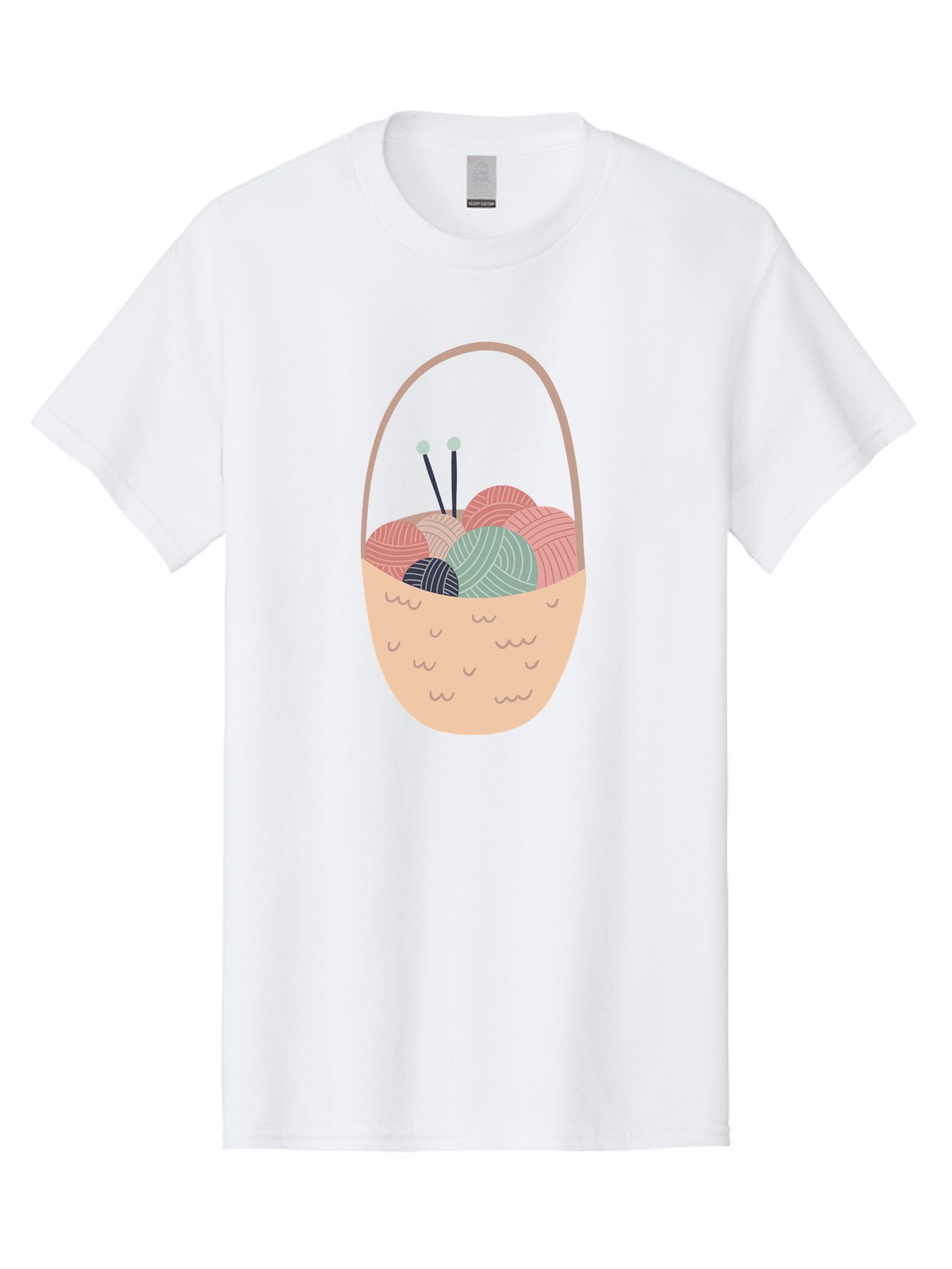 Yarn-Basket Men'S Graphic Tee, 100% Cotton, Comfortable Casual Summer Wear, Machine Washable, Yarn Balls, Knitting Needles, Knitting Basket, Pastel Colors, Hobby Supplies, Crafting Tools, Diy Accessories, Handmade Materials Aac146 15