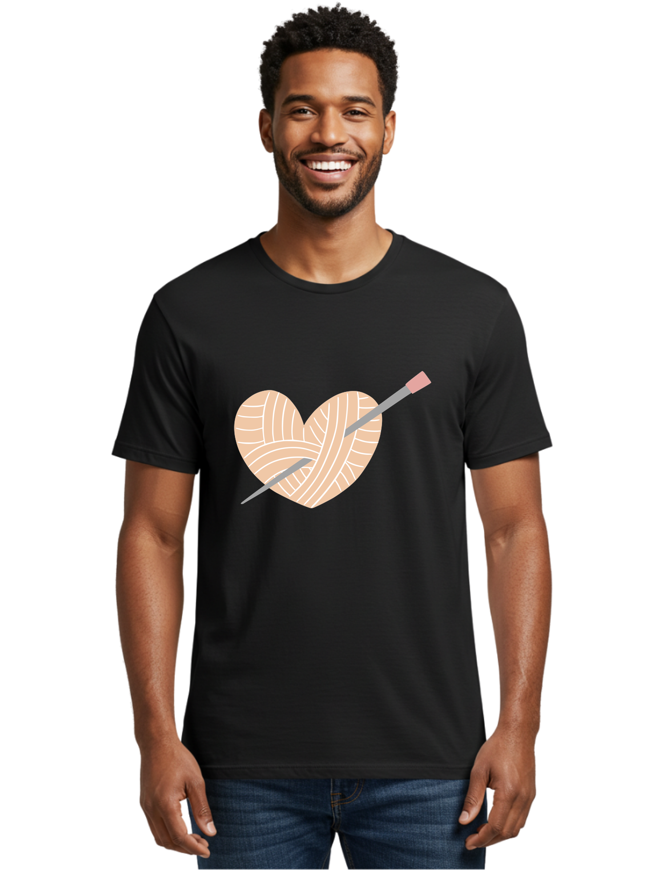 Yarn-Heart-Knitting-Needles Men'S Graphic Tee, 100% Cotton, Comfortable Casual Summer Wear, Machine Washable, Heart Shaped Yarn, Knitting Needles, Crochet, Handmade, Pink Yarn, Crafting, Hobby, Fiber Art, Knitting, Diy Aac147 18