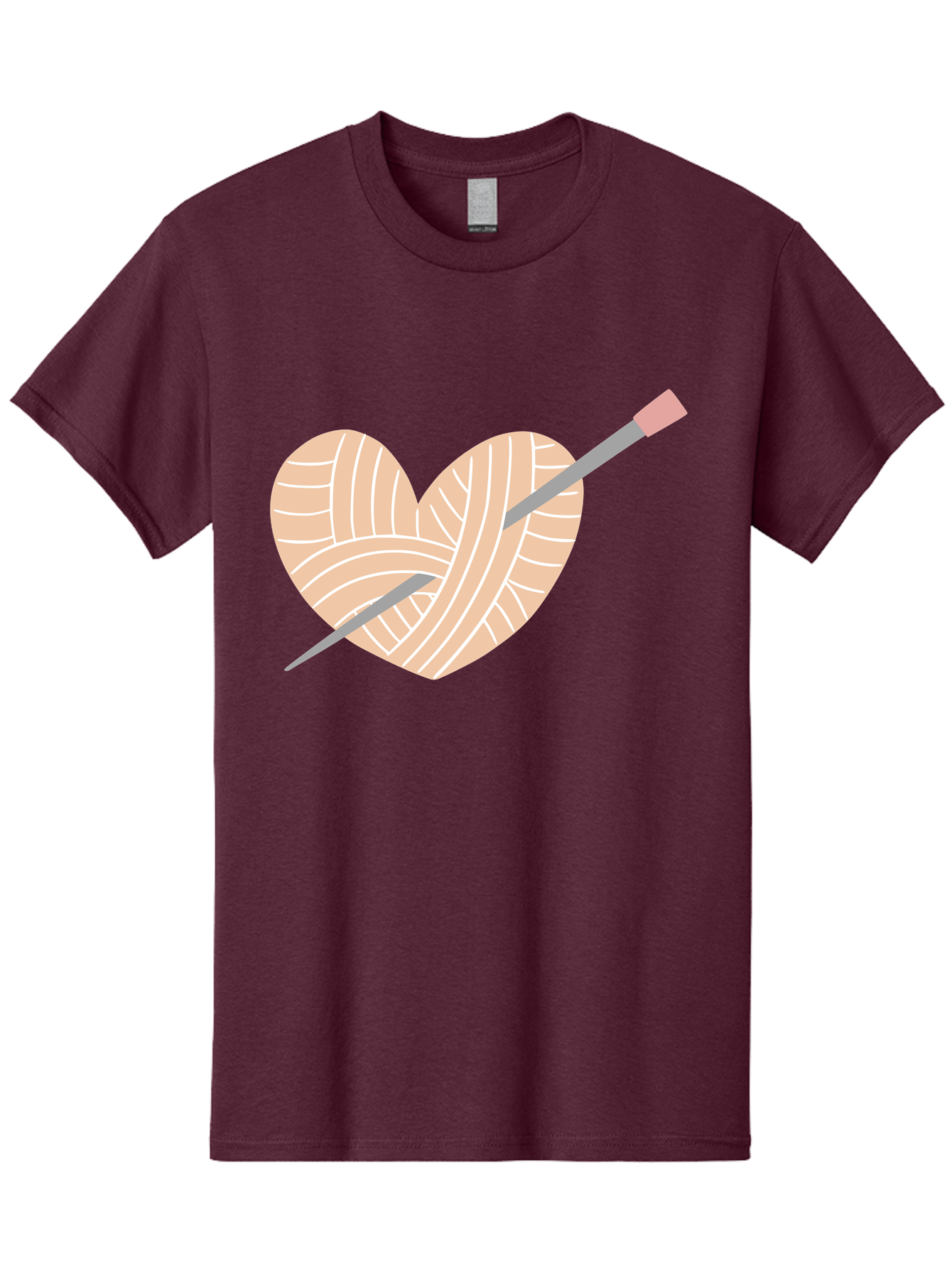 Yarn-Heart-Knitting-Needles Men'S Graphic Tee, 100% Cotton, Comfortable Casual Summer Wear, Machine Washable, Heart Shaped Yarn, Knitting Needles, Crochet, Handmade, Pink Yarn, Crafting, Hobby, Fiber Art, Knitting, Diy Aac147 7
