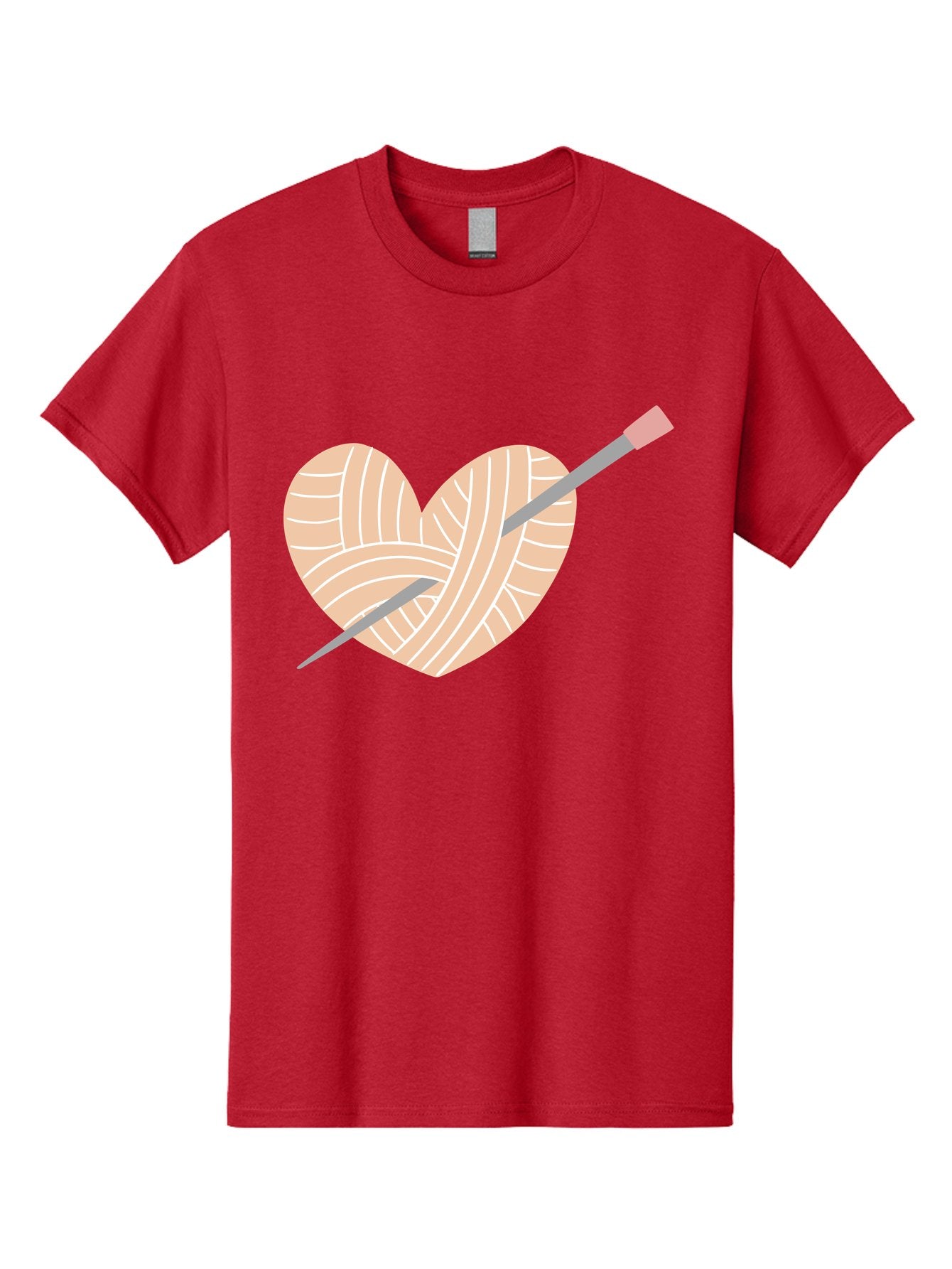 Yarn-Heart-Knitting-Needles Men'S Graphic Tee, 100% Cotton, Comfortable Casual Summer Wear, Machine Washable, Heart Shaped Yarn, Knitting Needles, Crochet, Handmade, Pink Yarn, Crafting, Hobby, Fiber Art, Knitting, Diy Aac147 5