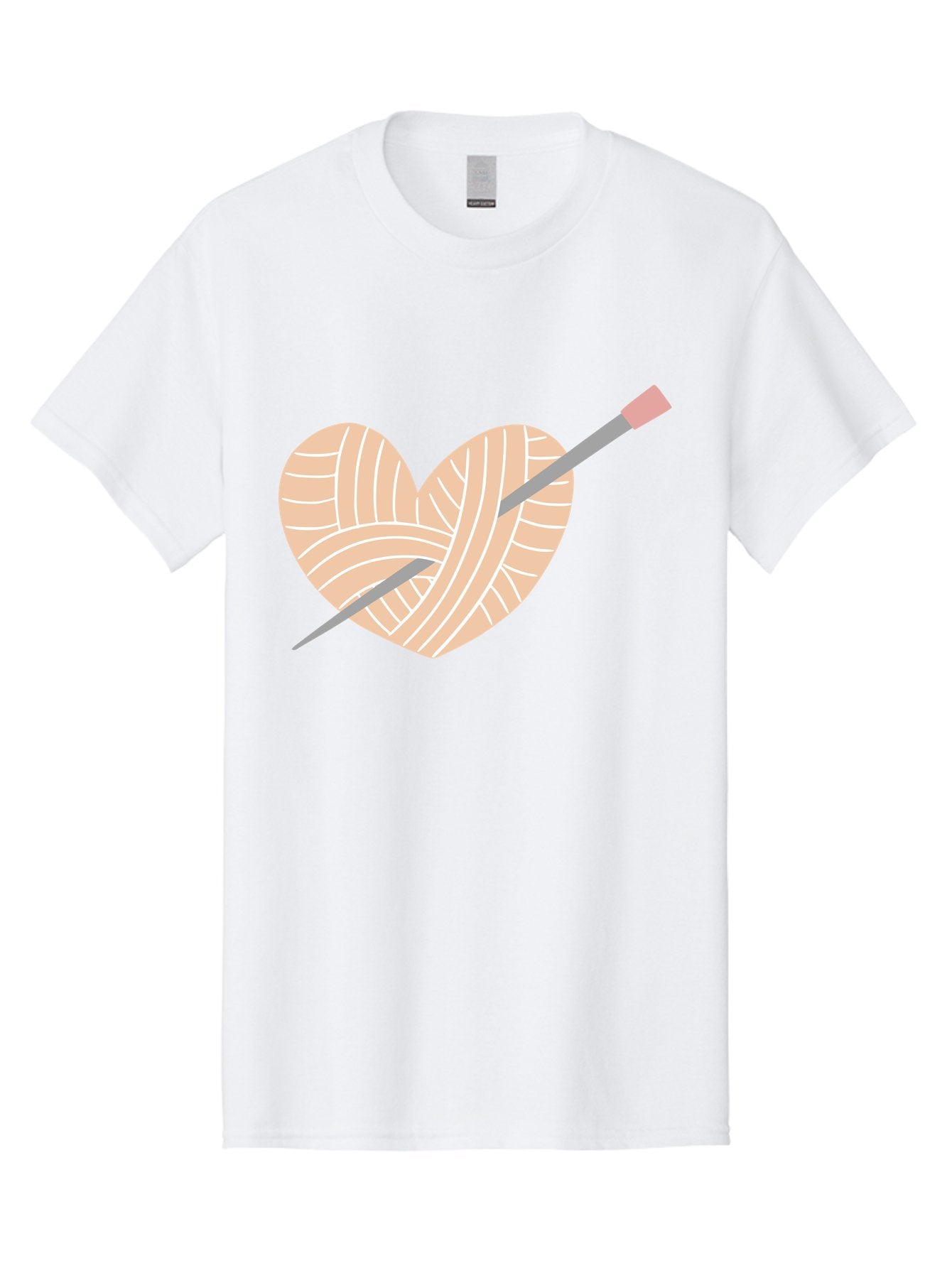 Yarn-Heart-Knitting-Needles Men'S Graphic Tee, 100% Cotton, Comfortable Casual Summer Wear, Machine Washable, Heart Shaped Yarn, Knitting Needles, Crochet, Handmade, Pink Yarn, Crafting, Hobby, Fiber Art, Knitting, Diy Aac147