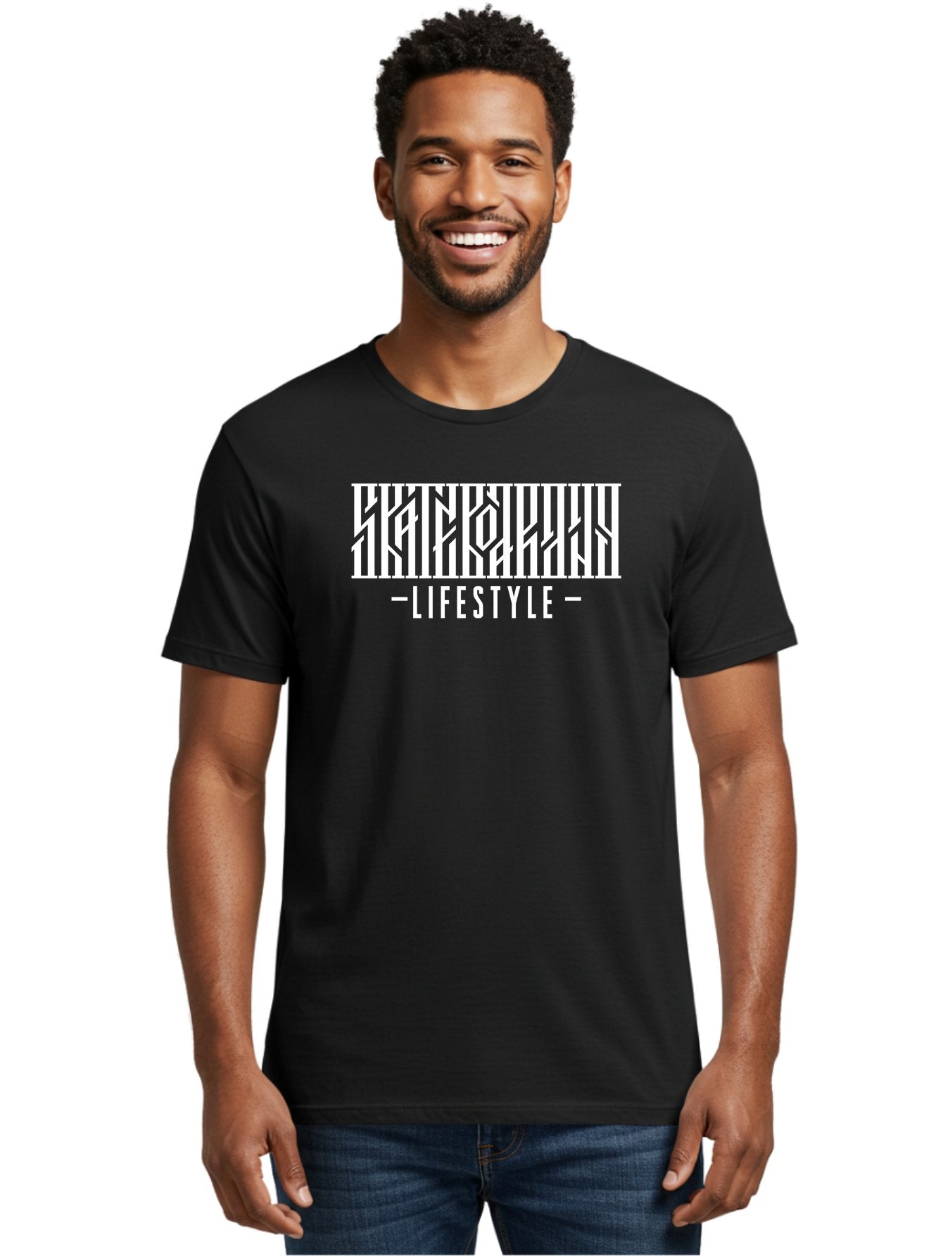 Lifestyle-1 Men'S Graphic Tee, 100% Cotton, Comfortable Casual Summer Wear, Machine Washable, Lifestyle Branding, White Typography, Modern Design, Geometric Patterns, Fashion Statement, Urban Style, Chic Aesthetics Aac151 26