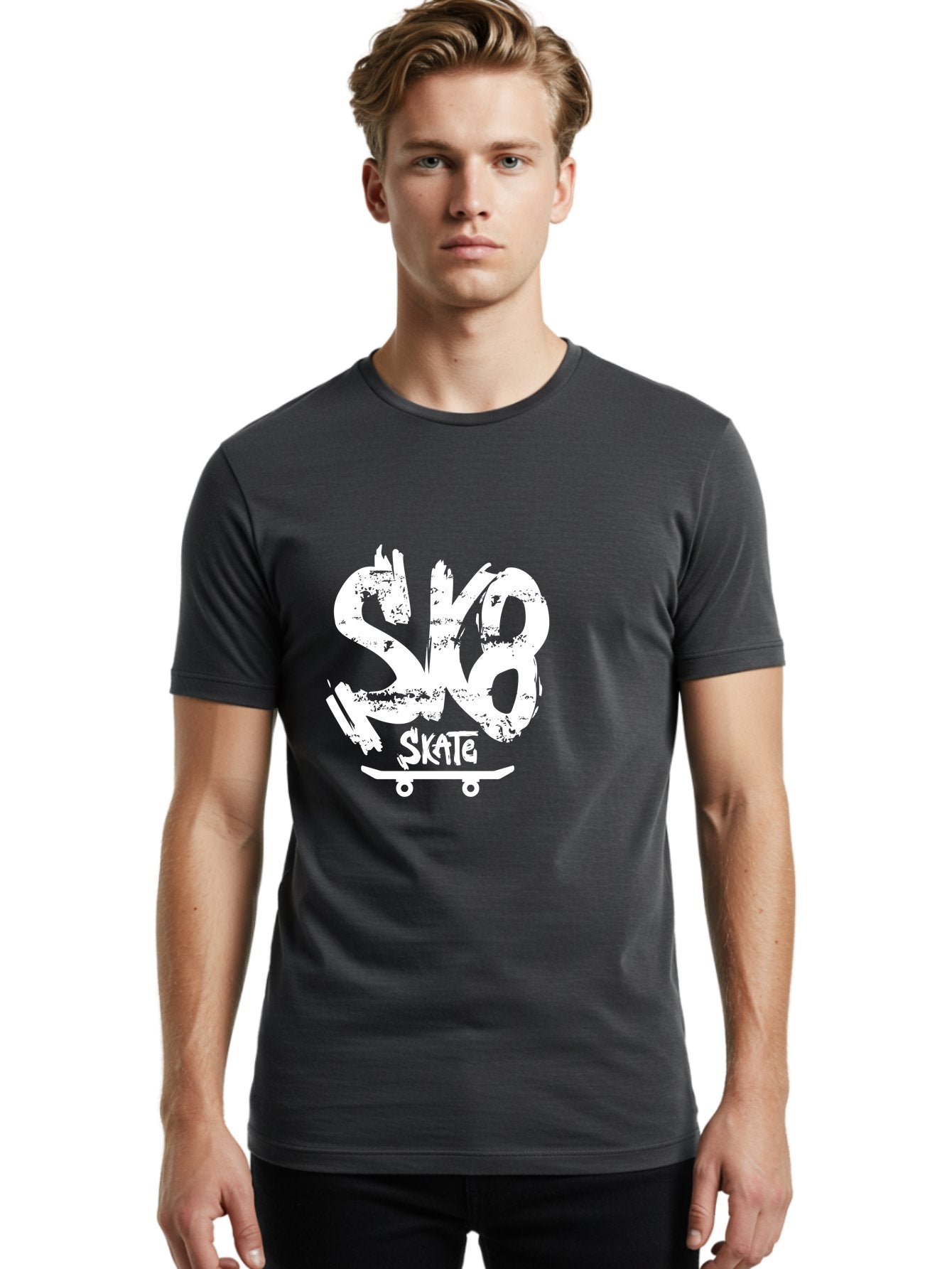 Sk8-2 Men'S Graphic Tee, 100% Cotton, Comfortable Casual Summer Wear, Machine Washable, Skateboarding Logo, Skate Culture, Streetwear Fashion, Action Sports, Skateboarding Brand, Edgy Design, Youth Lifestyle, Skateboard Graphics Aac161 23