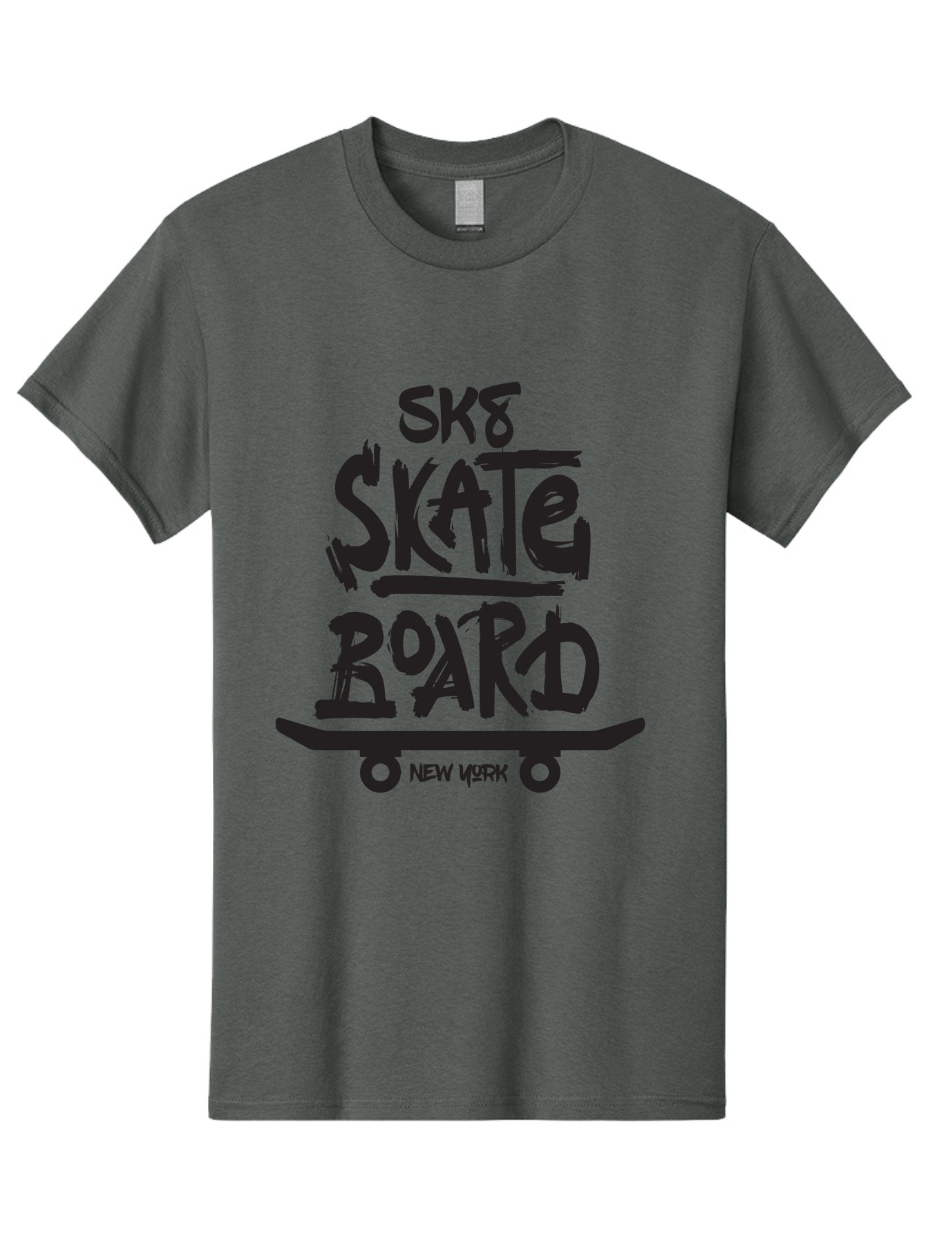 Sk8-Skate-Board-New-York Men'S Graphic Tee, 100% Cotton, Comfortable Casual Summer Wear, Machine Washable, Skateboard Culture, Street Skateboarding, New York Skate Scene, Skateboard Graphics, Urban Sports, Action Sports, Skateboard Art, Aac165 8