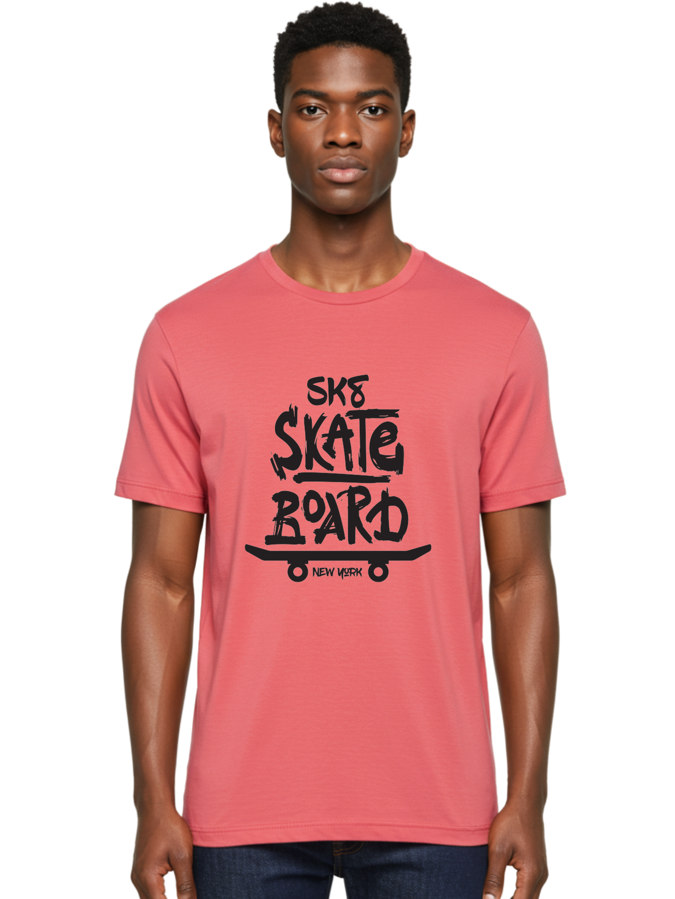 Sk8-Skate-Board-New-York Men'S Graphic Tee, 100% Cotton, Comfortable Casual Summer Wear, Machine Washable, Skateboard Culture, Street Skateboarding, New York Skate Scene, Skateboard Graphics, Urban Sports, Action Sports, Skateboard Art, Aac165 26