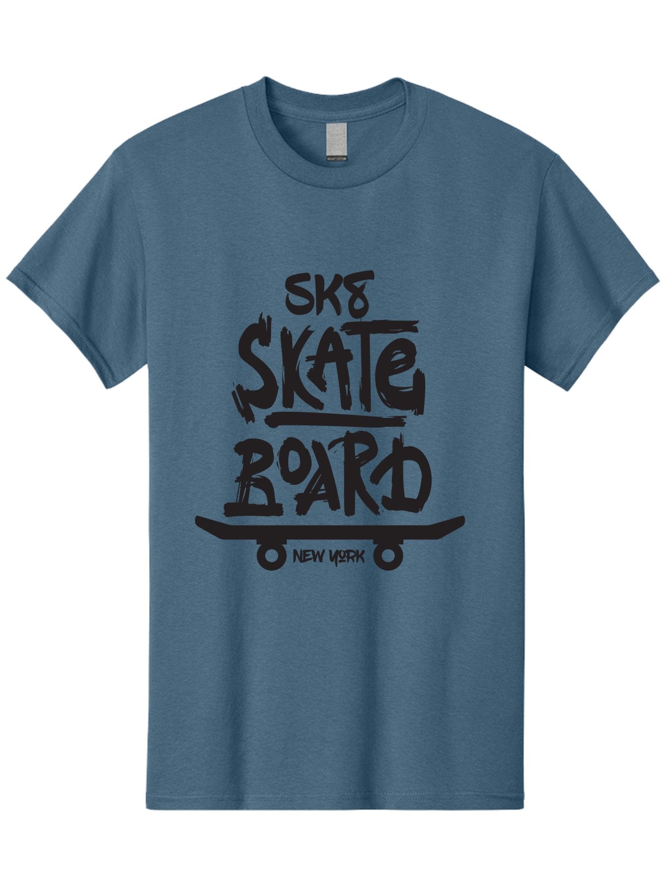Sk8-Skate-Board-New-York Men'S Graphic Tee, 100% Cotton, Comfortable Casual Summer Wear, Machine Washable, Skateboard Culture, Street Skateboarding, New York Skate Scene, Skateboard Graphics, Urban Sports, Action Sports, Skateboard Art, Aac165 12