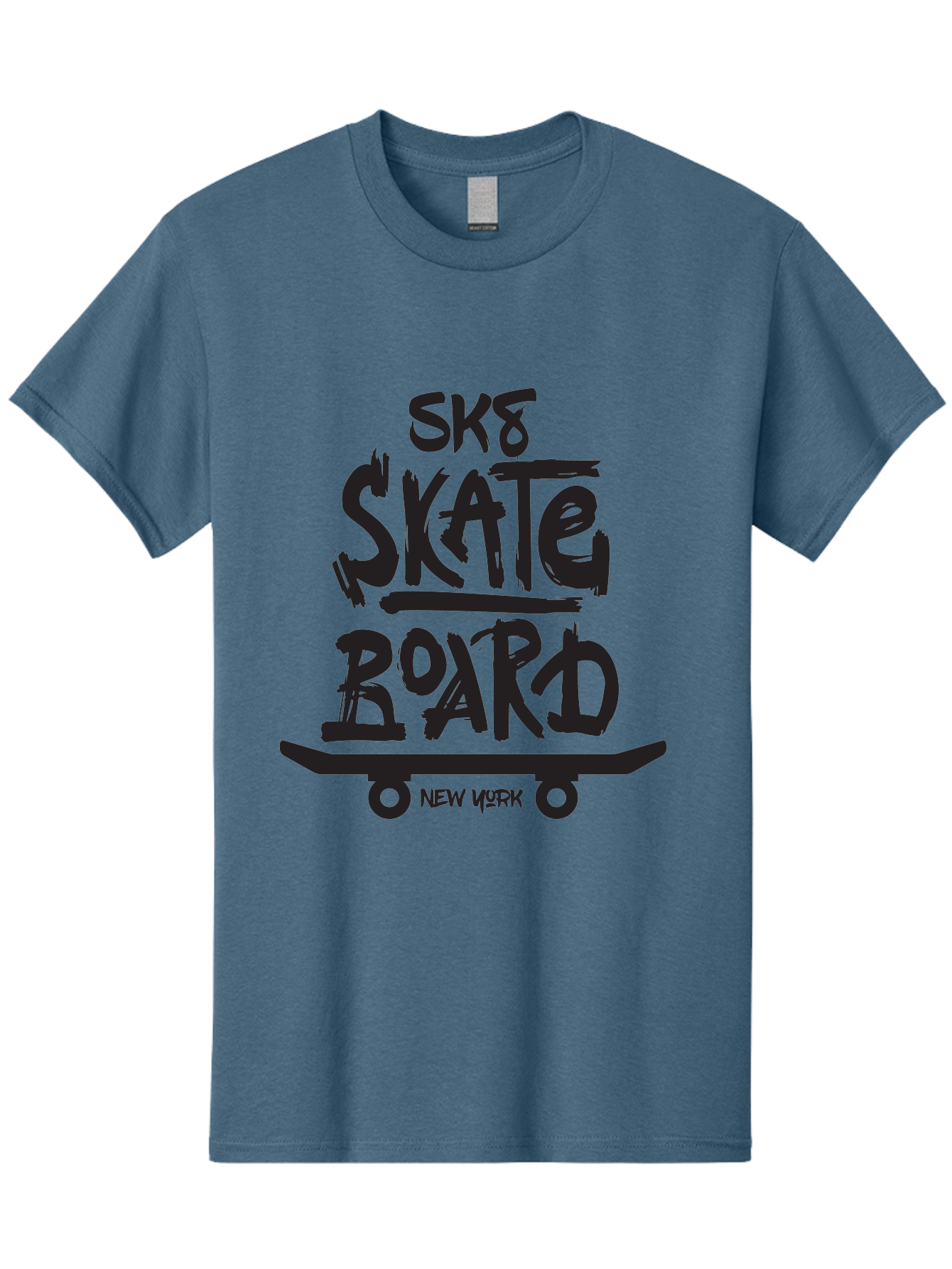 Sk8-Skate-Board-New-York Men'S Graphic Tee, 100% Cotton, Comfortable Casual Summer Wear, Machine Washable, Skateboard Culture, Street Skateboarding, New York Skate Scene, Skateboard Graphics, Urban Sports, Action Sports, Skateboard Art, Aac165 5