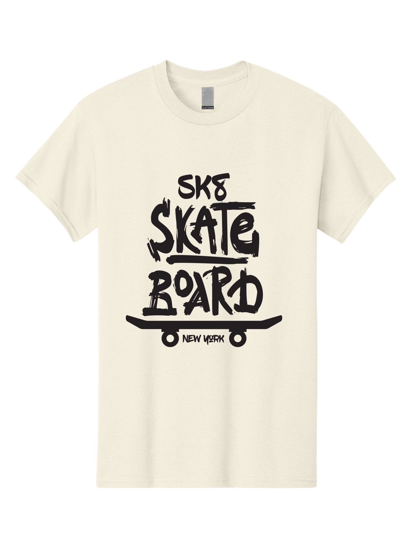 Sk8-Skate-Board-New-York Men'S Graphic Tee, 100% Cotton, Comfortable Casual Summer Wear, Machine Washable, Skateboard Culture, Street Skateboarding, New York Skate Scene, Skateboard Graphics, Urban Sports, Action Sports, Skateboard Art, Aac165 4