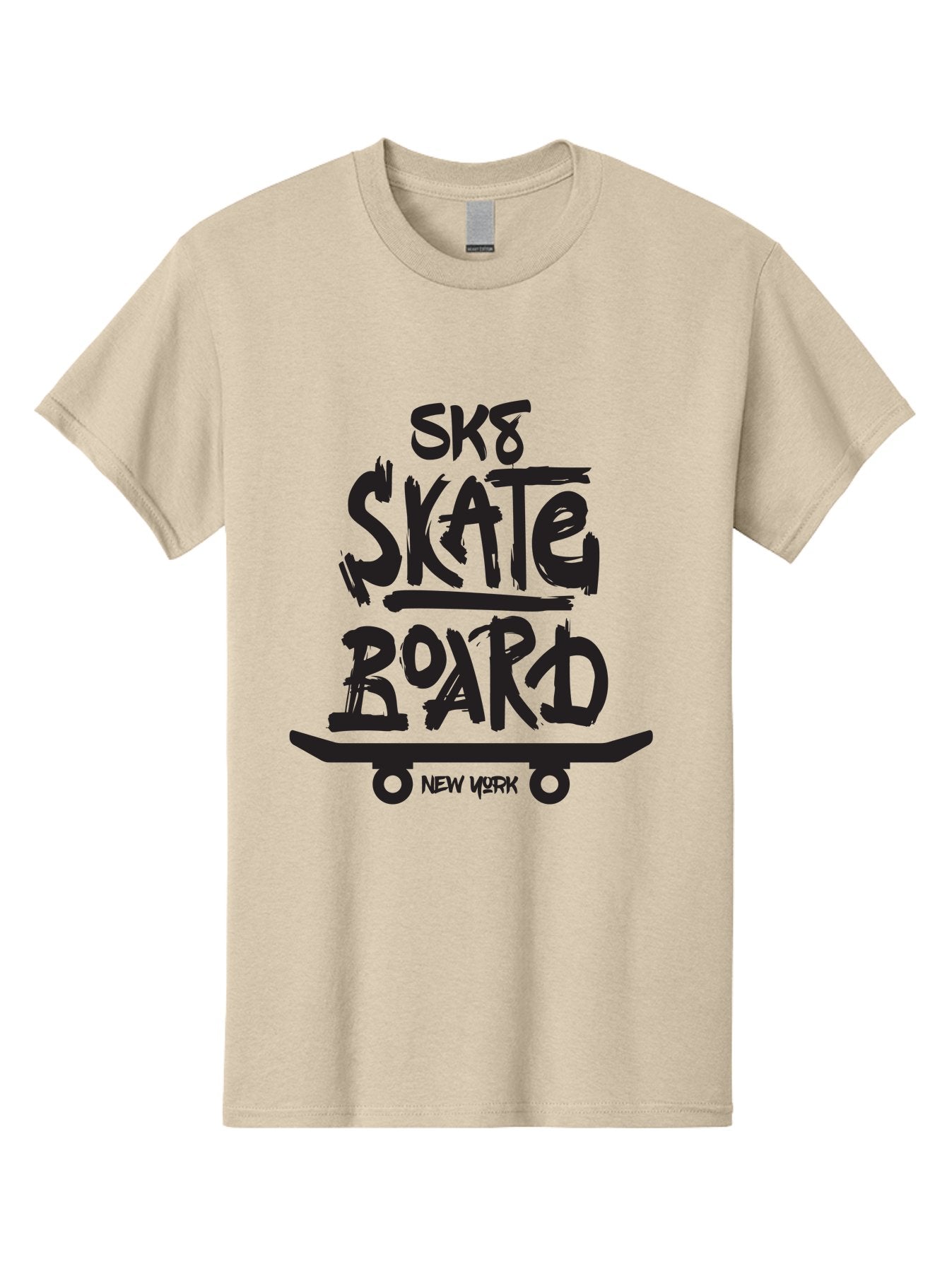 Sk8-Skate-Board-New-York Men'S Graphic Tee, 100% Cotton, Comfortable Casual Summer Wear, Machine Washable, Skateboard Culture, Street Skateboarding, New York Skate Scene, Skateboard Graphics, Urban Sports, Action Sports, Skateboard Art, Aac165 15