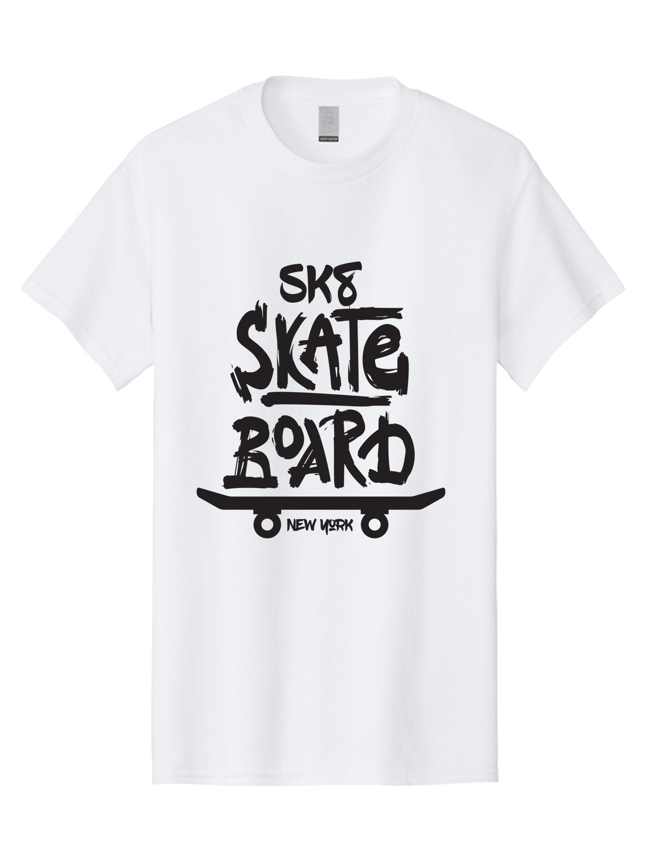 Sk8-Skate-Board-New-York Men'S Graphic Tee, 100% Cotton, Comfortable Casual Summer Wear, Machine Washable, Skateboard Culture, Street Skateboarding, New York Skate Scene, Skateboard Graphics, Urban Sports, Action Sports, Skateboard Art, Aac165 14