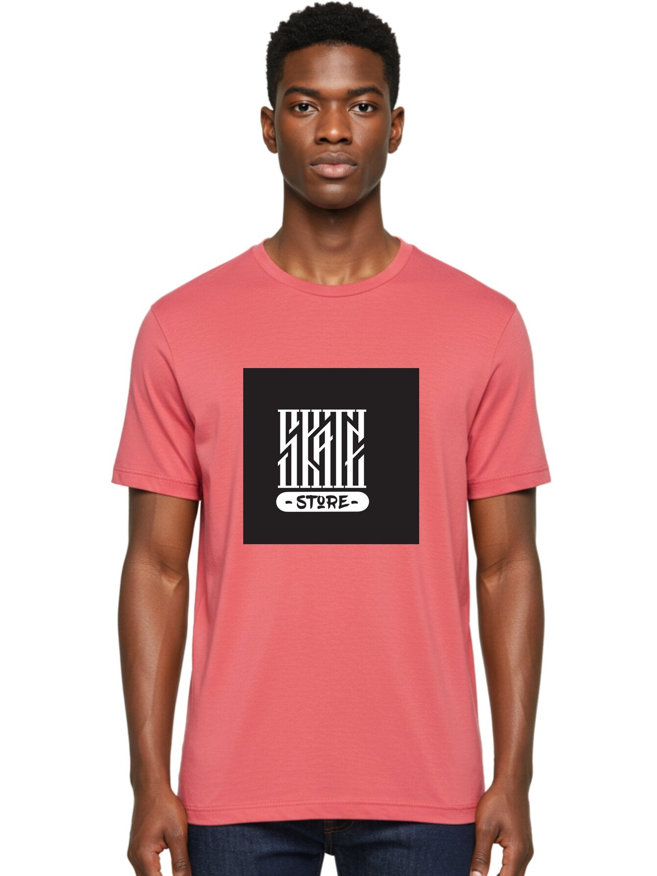 Skate-Store Men'S Graphic Tee, 100% Cotton, Comfortable Casual Summer Wear, Machine Washable, Storefront Branding, Streetwear Apparel, Skat Store, Urban Fashion, Modern Typography, Contemporary Design, Black And White Aesthetic Aac171 17