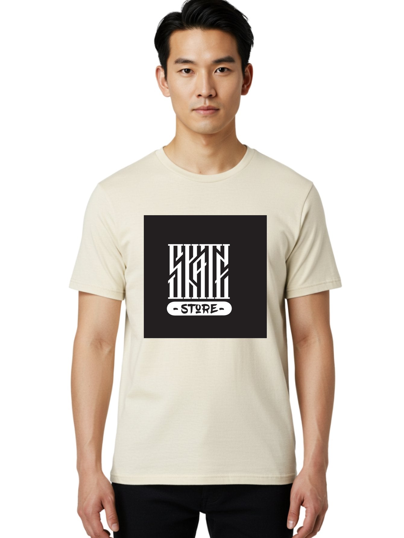 Skate-Store Men'S Graphic Tee, 100% Cotton, Comfortable Casual Summer Wear, Machine Washable, Storefront Branding, Streetwear Apparel, Skat Store, Urban Fashion, Modern Typography, Contemporary Design, Black And White Aesthetic Aac171 30