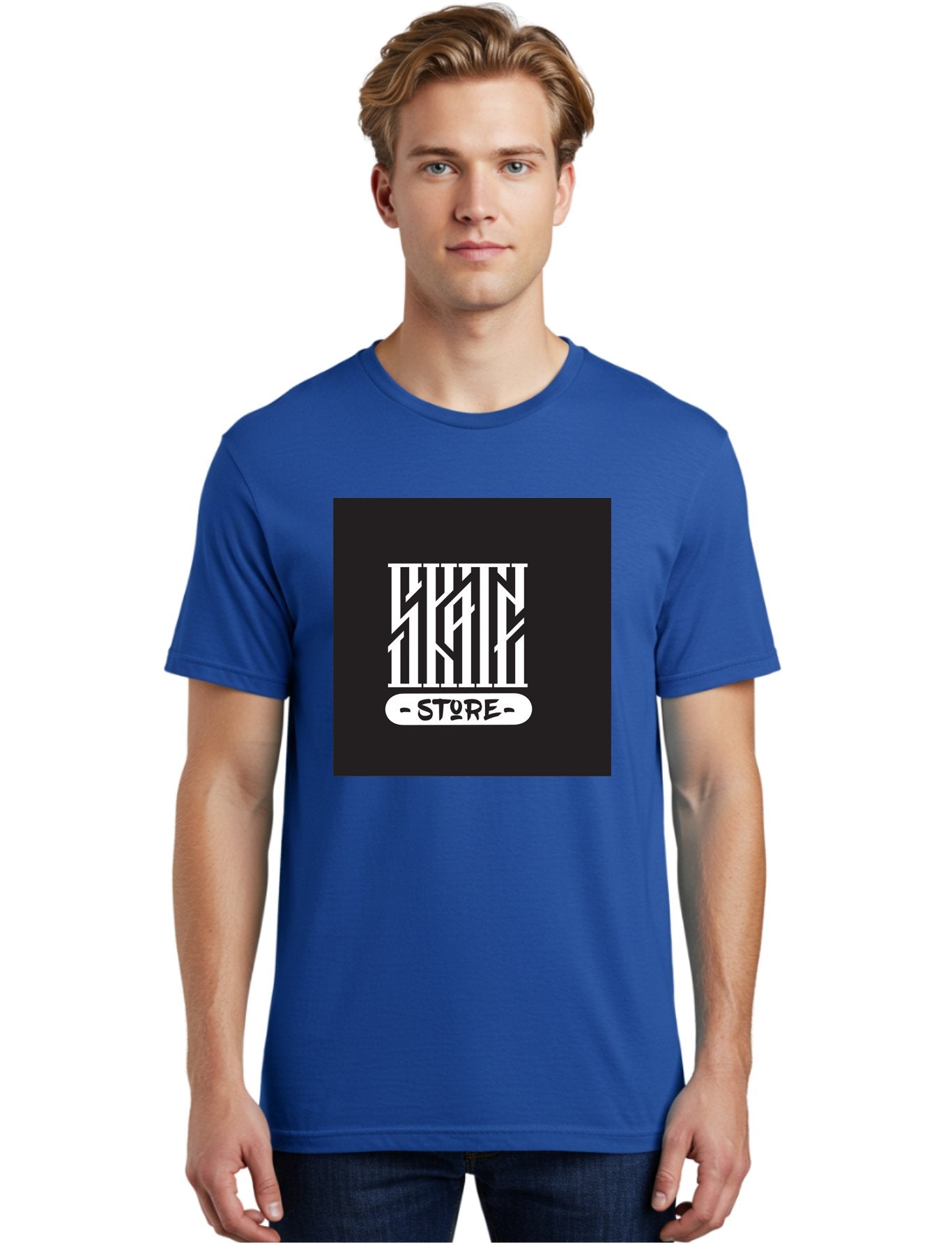 Skate-Store Men'S Graphic Tee, 100% Cotton, Comfortable Casual Summer Wear, Machine Washable, Storefront Branding, Streetwear Apparel, Skat Store, Urban Fashion, Modern Typography, Contemporary Design, Black And White Aesthetic Aac171 26