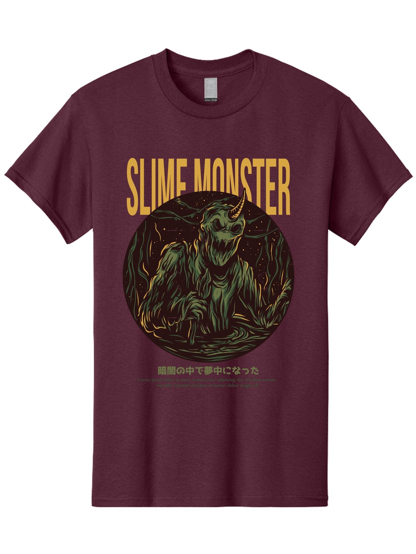 Slime-Monster Men'S Graphic Tee, 100% Cotton, Comfortable Casual Summer Wear, Machine Washable, Slime Monster, Fantasy Creature, Cartoon Illustration, Monster With Horn, Mysterious Being, Dark Forest, Eerie Atmosphere, Mystical Art, Aac175 14