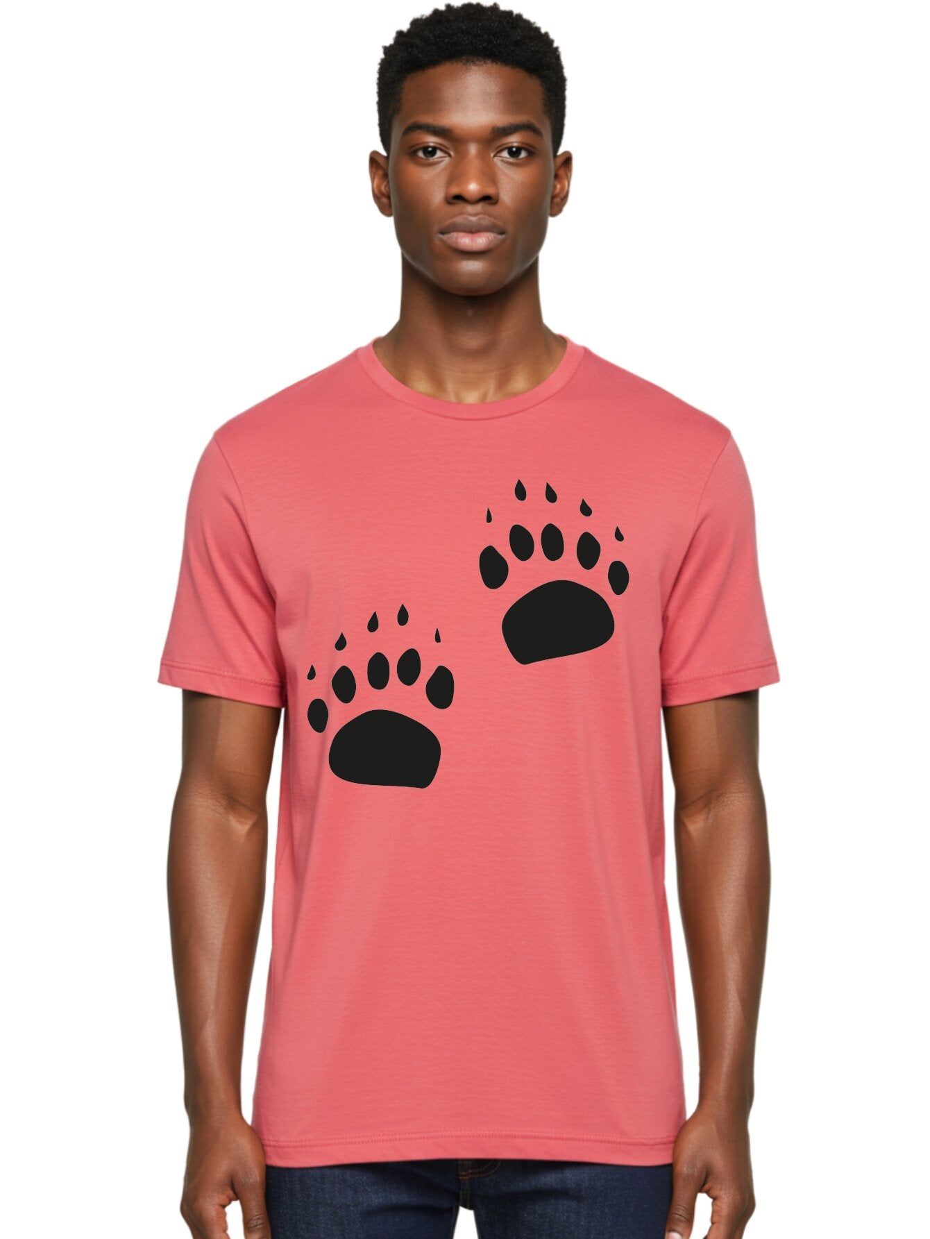 Bear-Footprints Men'S Graphic Tee, 100% Cotton, Comfortable Casual Summer Wear, Machine Washable, Bear Footprints, Wildlife Tracking, Animal Silhouettes, Forest Creatures, Wild Animal Signs, Footprints In The Wild, Wildlife Exploration Aac178 21