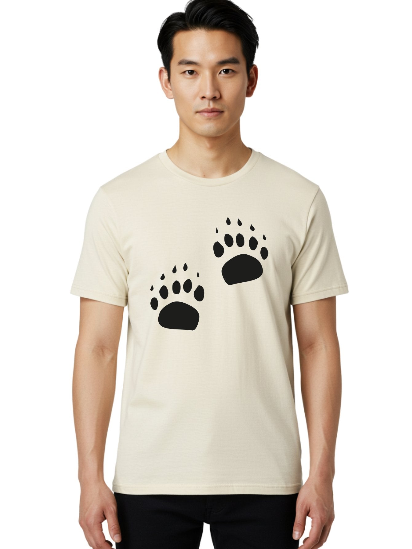 Bear-Footprints Men'S Graphic Tee, 100% Cotton, Comfortable Casual Summer Wear, Machine Washable, Bear Footprints, Wildlife Tracking, Animal Silhouettes, Forest Creatures, Wild Animal Signs, Footprints In The Wild, Wildlife Exploration Aac178 23