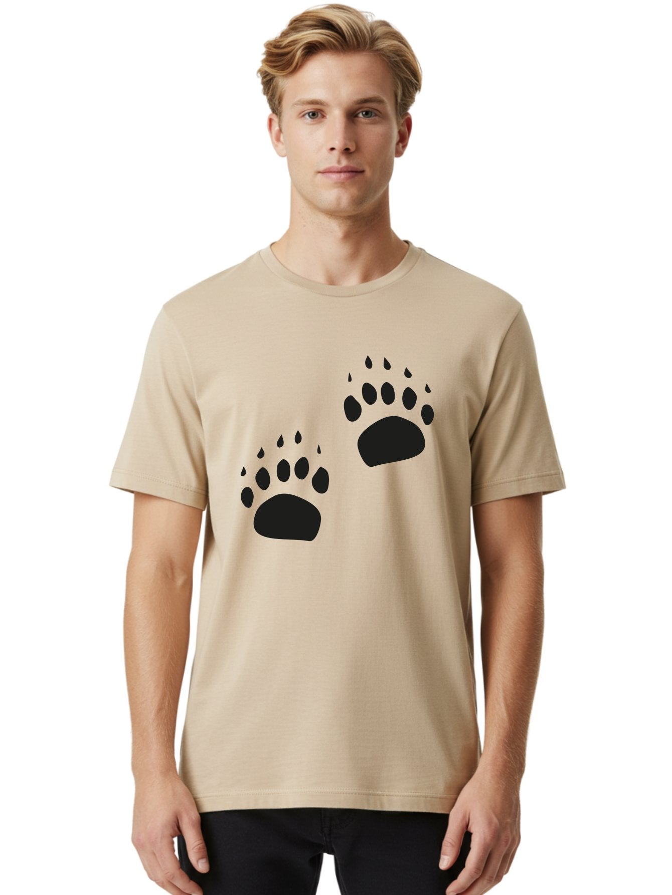 Bear-Footprints Men'S Graphic Tee, 100% Cotton, Comfortable Casual Summer Wear, Machine Washable, Bear Footprints, Wildlife Tracking, Animal Silhouettes, Forest Creatures, Wild Animal Signs, Footprints In The Wild, Wildlife Exploration Aac178 26