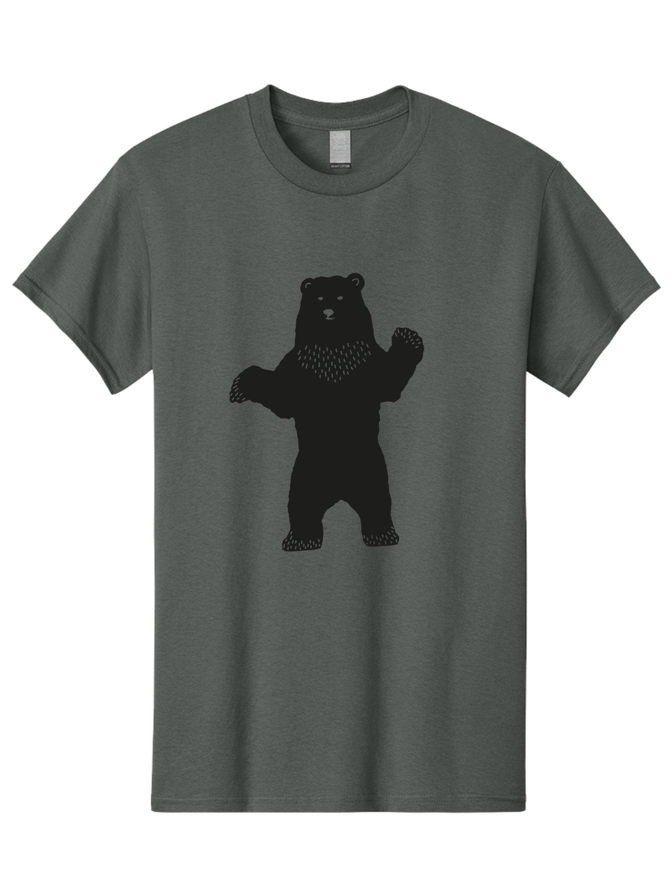 Bear Men'S Graphic Tee, 100% Cotton, Comfortable Casual Summer Wear, Machine Washable, Bear Silhouette, Wildlife, Black Bear, Minimalist Art, Simplistic Design, Standing Bear, Bold Graphics, Wild Animal Aac179 3