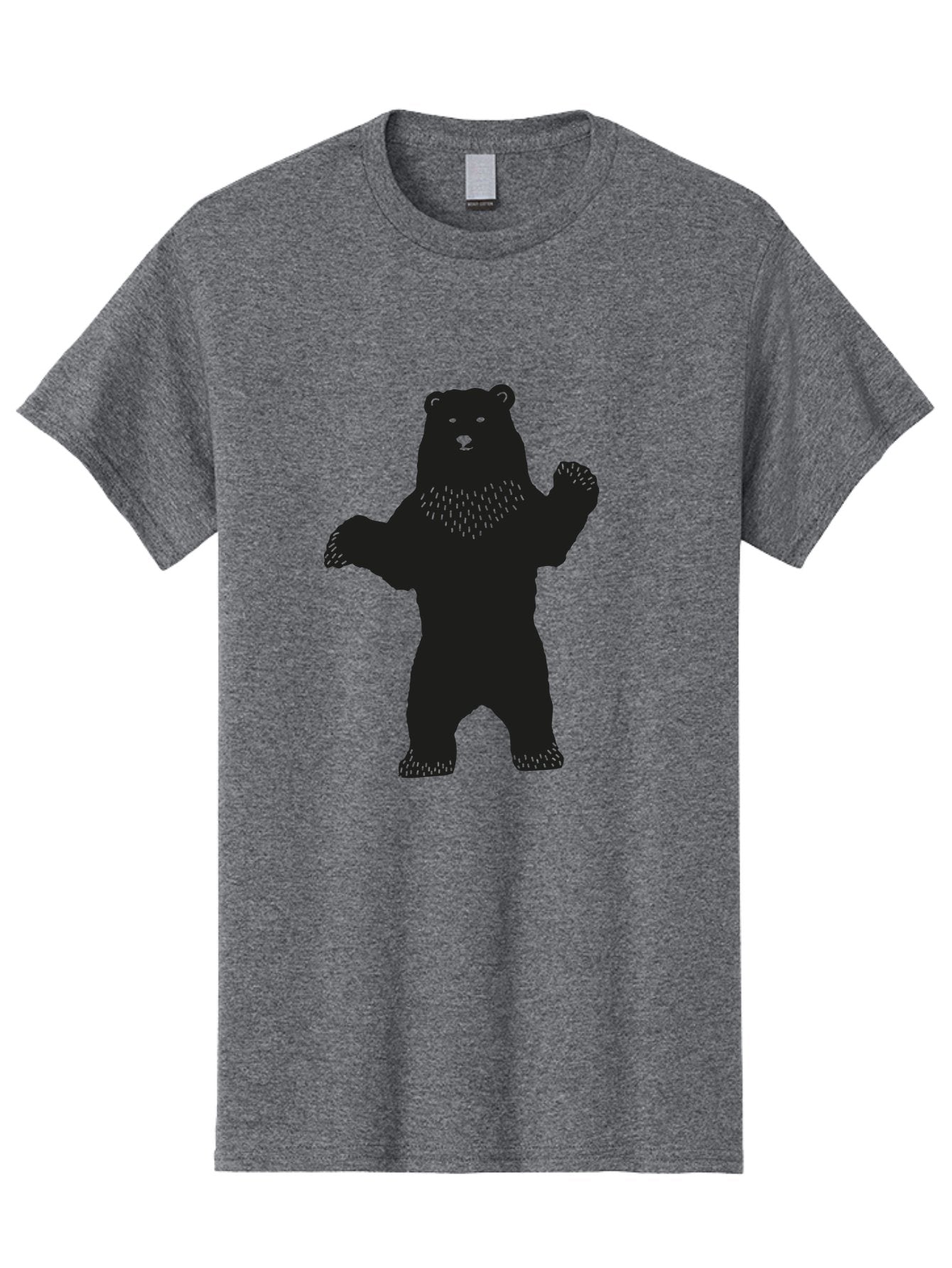 Bear Men'S Graphic Tee, 100% Cotton, Comfortable Casual Summer Wear, Machine Washable, Bear Silhouette, Wildlife, Black Bear, Minimalist Art, Simplistic Design, Standing Bear, Bold Graphics, Wild Animal Aac179 5