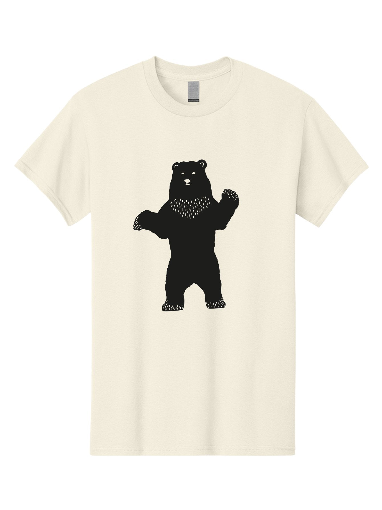 Bear Men'S Graphic Tee, 100% Cotton, Comfortable Casual Summer Wear, Machine Washable, Bear Silhouette, Wildlife, Black Bear, Minimalist Art, Simplistic Design, Standing Bear, Bold Graphics, Wild Animal Aac179