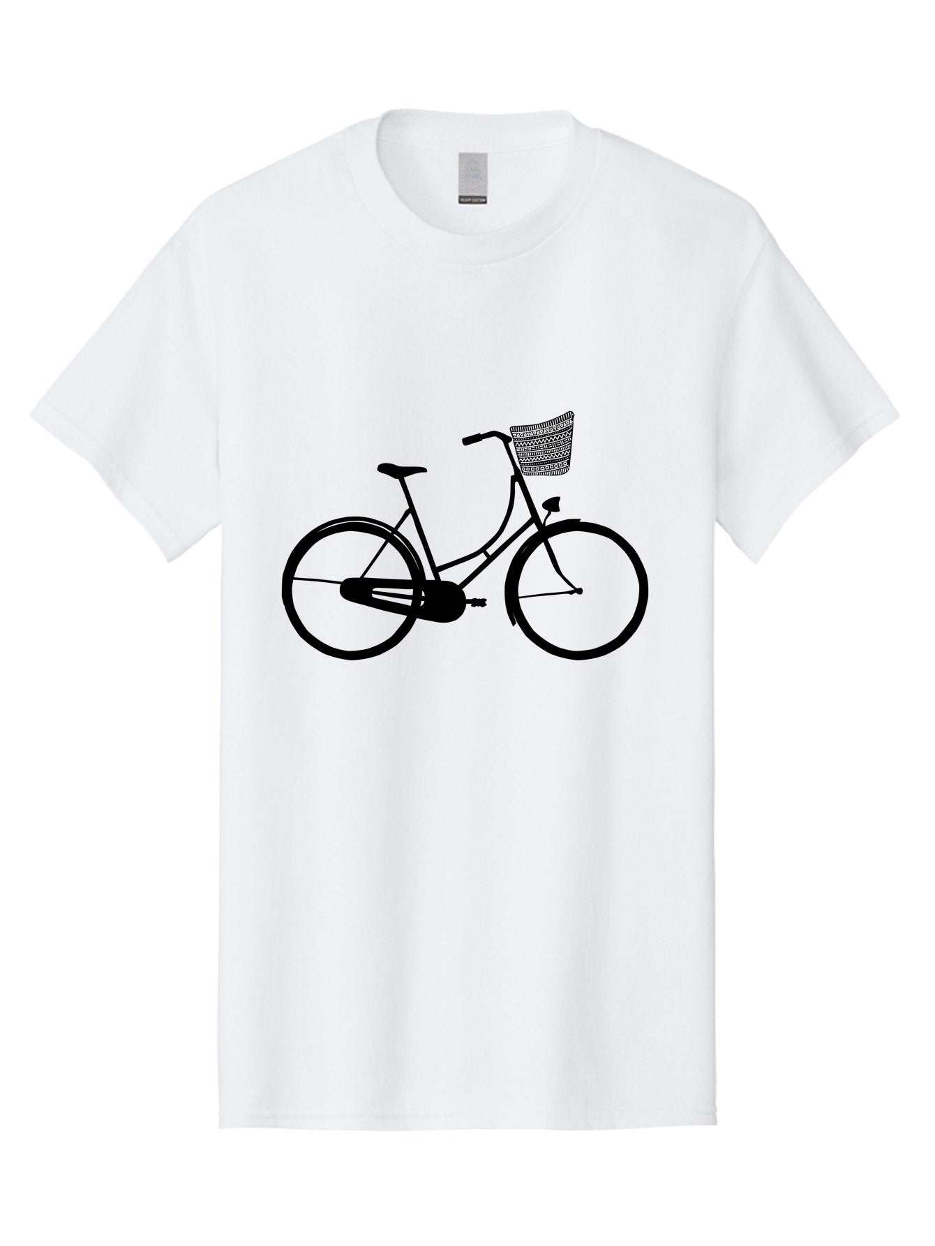 Bicycle-Silhouette Men'S Graphic Tee, 100% Cotton, Comfortable Casual Summer Wear, Machine Washable, Vintage Bicycle, Bike With Basket, Classic Cycling, Outdoor Recreation, Eco-Friendly Transportation, Leisurely Ride, Bicycle Silhouette Aac180