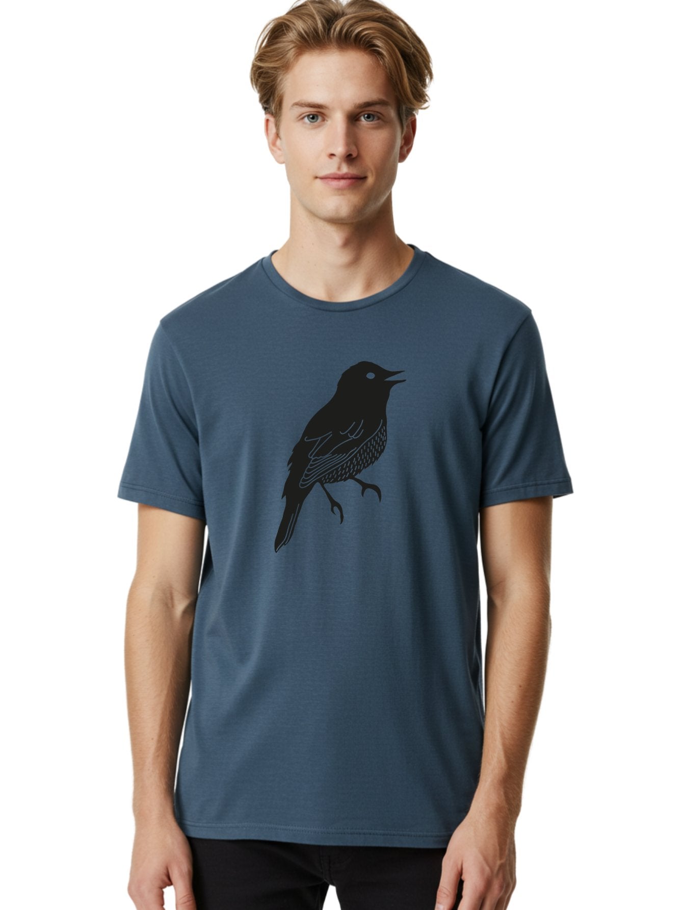 Bird-Silhouette-1 Men'S Graphic Tee, 100% Cotton, Comfortable Casual Summer Wear, Machine Washable, Silhouette Of A Bird, Bird In Flight, Graphic Illustration, Wildlife Art, Nature Design, Feathered Friend, Bird Watching Aac181 22