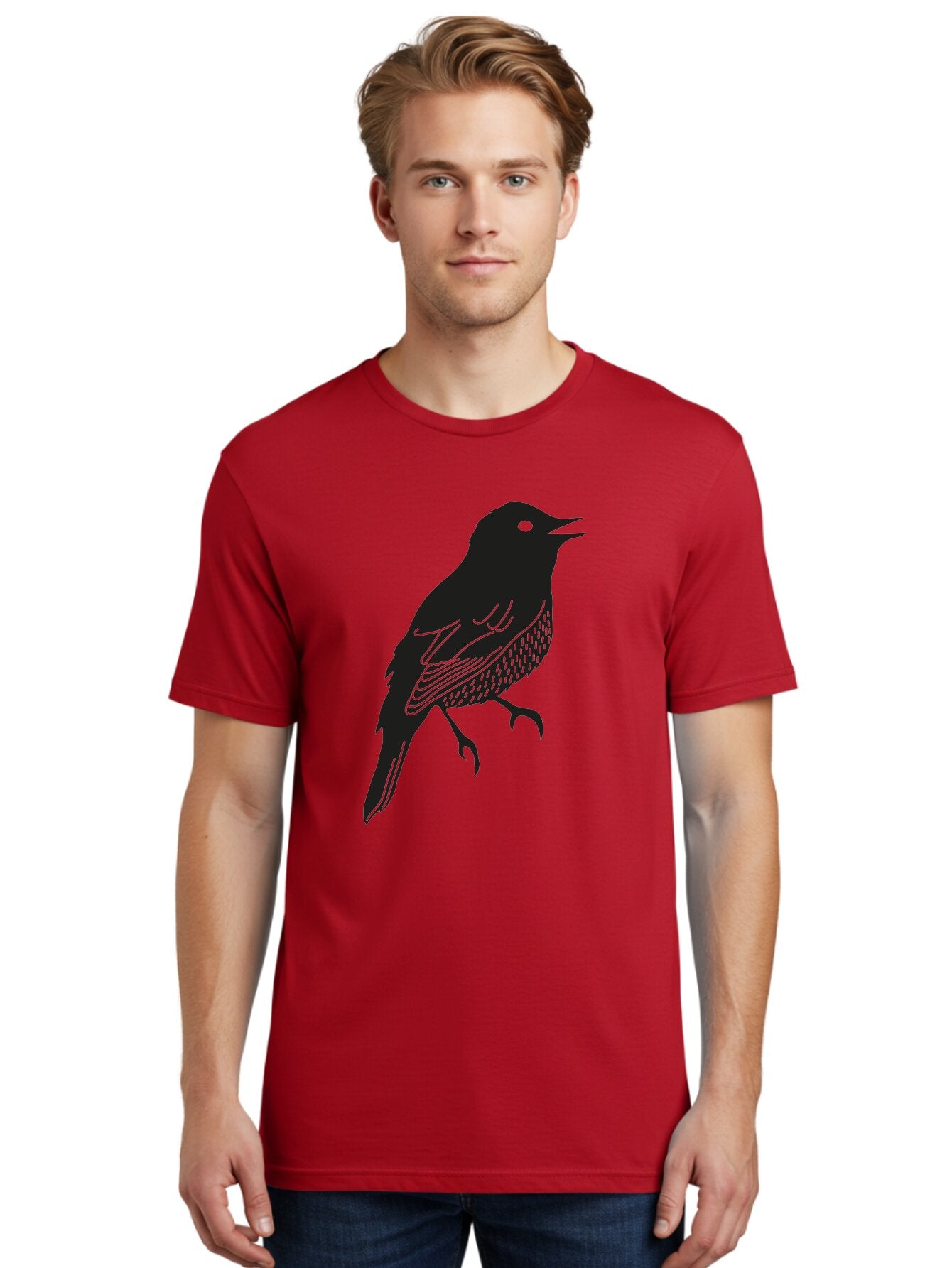 Bird-Silhouette-1 Men'S Graphic Tee, 100% Cotton, Comfortable Casual Summer Wear, Machine Washable, Silhouette Of A Bird, Bird In Flight, Graphic Illustration, Wildlife Art, Nature Design, Feathered Friend, Bird Watching Aac181 28