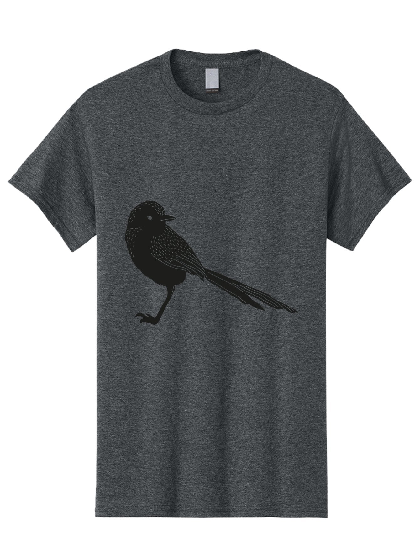 Bird-Silhouette-2 Men'S Graphic Tee, 100% Cotton, Comfortable Casual Summer Wear, Machine Washable, Bird Silhouette, Avian Icon, Minimalist Design, Simple Shape, Nature-Inspired, Wildlife Illustration, Bird Watching, Ornithology Aac182