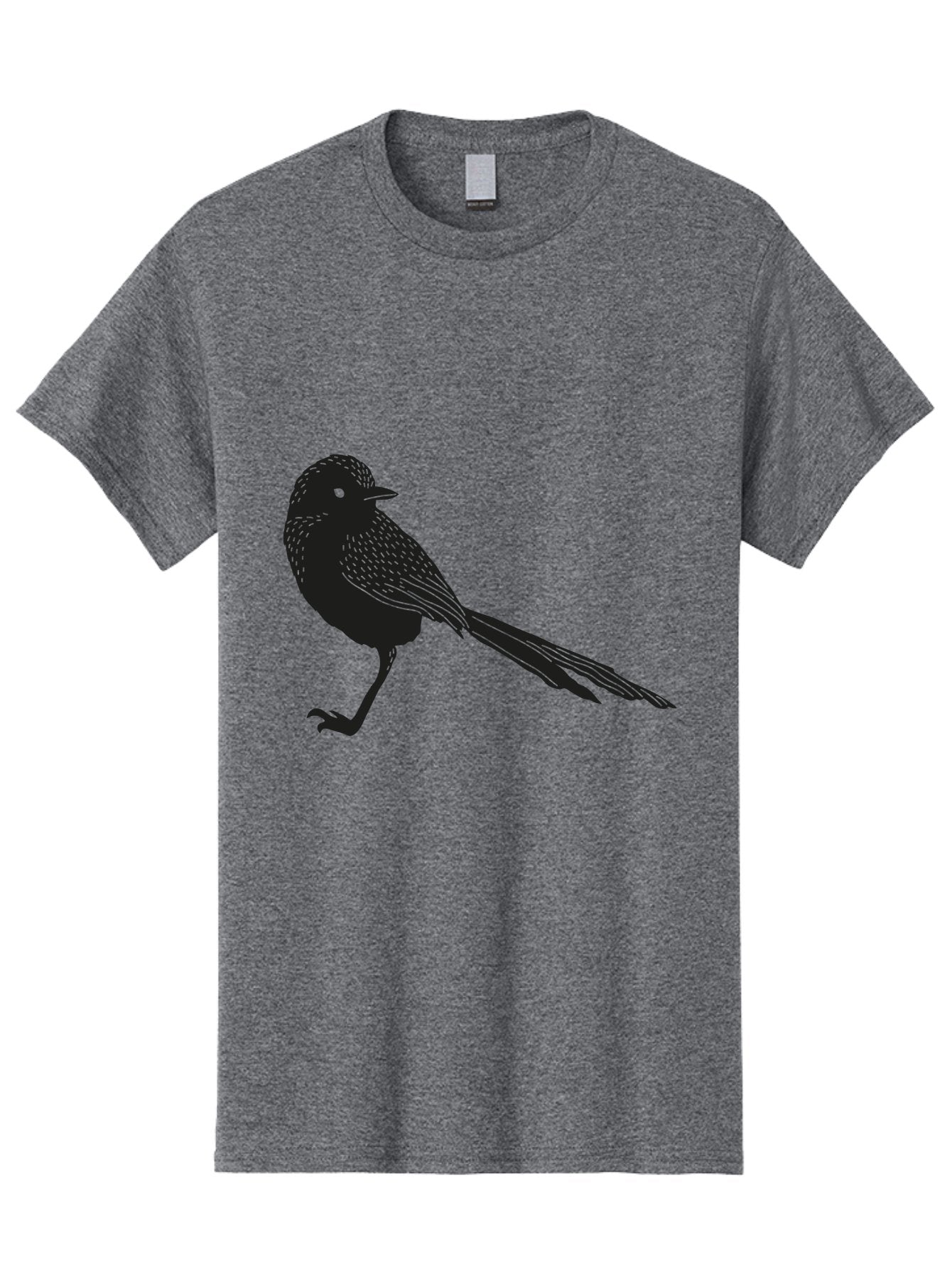 Bird-Silhouette-2 Men'S Graphic Tee, 100% Cotton, Comfortable Casual Summer Wear, Machine Washable, Bird Silhouette, Avian Icon, Minimalist Design, Simple Shape, Nature-Inspired, Wildlife Illustration, Bird Watching, Ornithology Aac182 4
