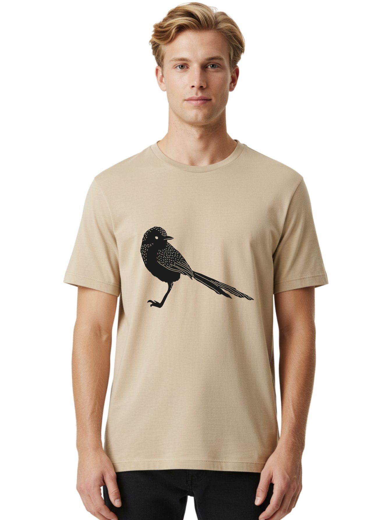 Bird-Silhouette-2 Men'S Graphic Tee, 100% Cotton, Comfortable Casual Summer Wear, Machine Washable, Bird Silhouette, Avian Icon, Minimalist Design, Simple Shape, Nature-Inspired, Wildlife Illustration, Bird Watching, Ornithology Aac182 21