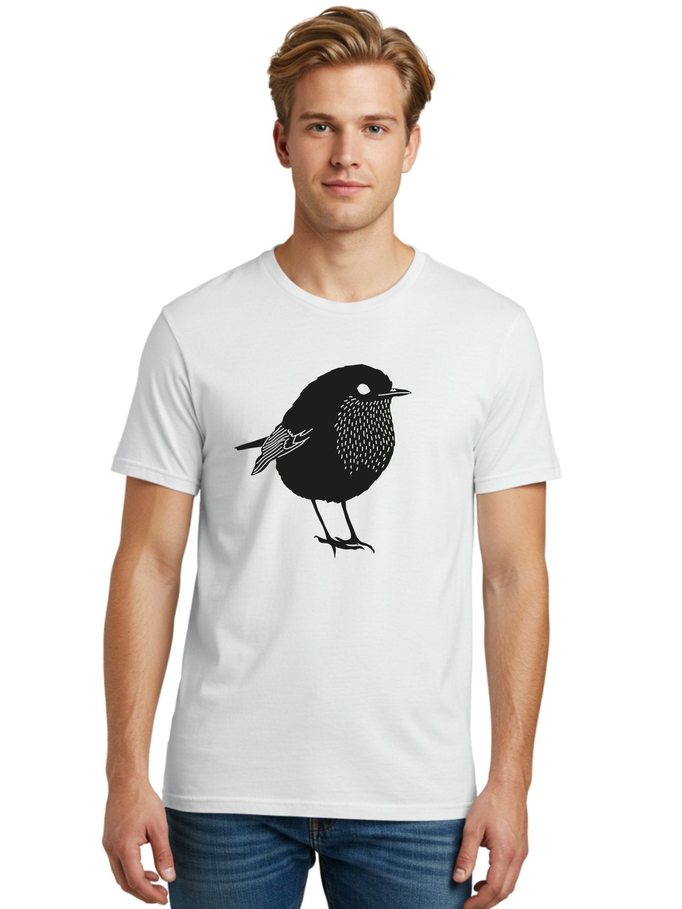 Bird-Silhouette-3 Men'S Graphic Tee, 100% Cotton, Comfortable Casual Summer Wear, Machine Washable, Black Bird Silhouette, Minimalist Design, Bird Illustration, Simple Art, Wildlife Graphic, Modern Illustration, Small Bird, Black Feathers Aac183 20