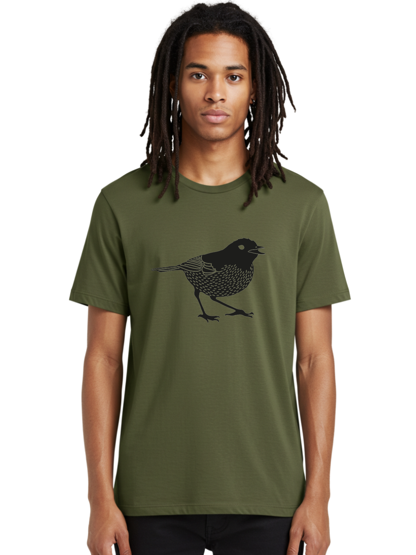 Bird-Silhouette Men'S Graphic Tee, 100% Cotton, Comfortable Casual Summer Wear, Machine Washable, Black Bird Silhouette, Graphic Illustration, Bird In Flight, Wildlife Art, Minimalist Design, Birdwatching, Ornithology Aac184