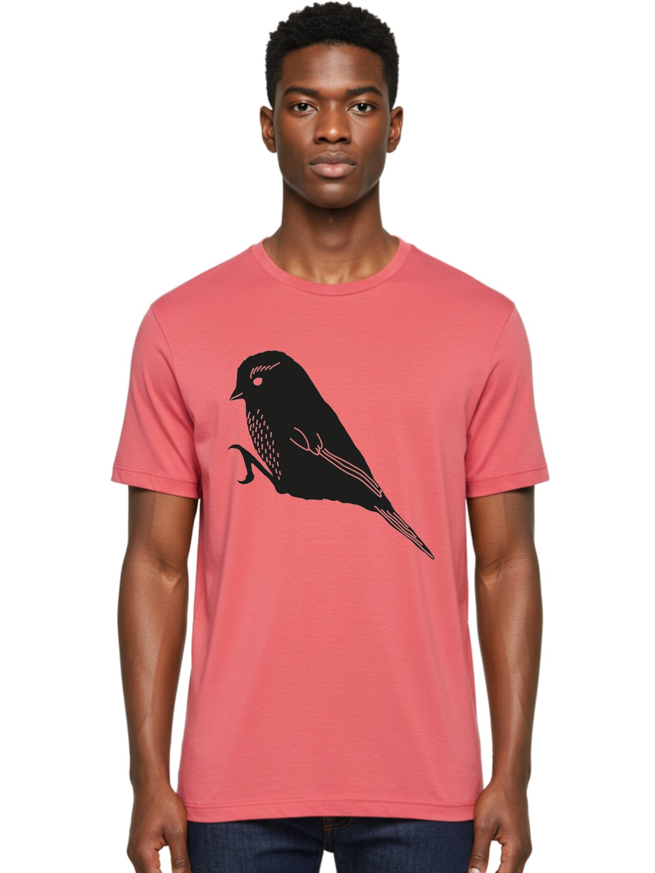 Bird Men'S Graphic Tee, 100% Cotton, Comfortable Casual Summer Wear, Machine Washable, Bird Silhouette, Sparrow Design, Simple Graphics, Minimalist Art, Avian Illustration, Wildlife Iconography, Feathered Friend Aac186 26