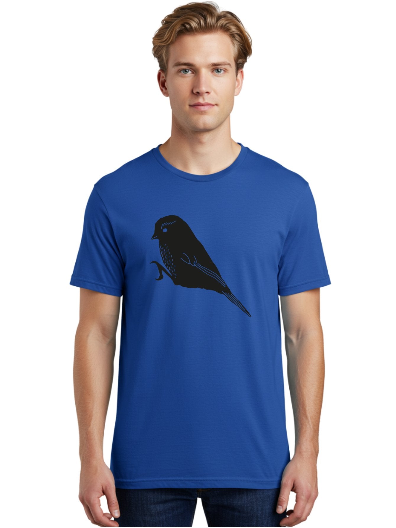 Bird Men'S Graphic Tee, 100% Cotton, Comfortable Casual Summer Wear, Machine Washable, Bird Silhouette, Sparrow Design, Simple Graphics, Minimalist Art, Avian Illustration, Wildlife Iconography, Feathered Friend Aac186 25