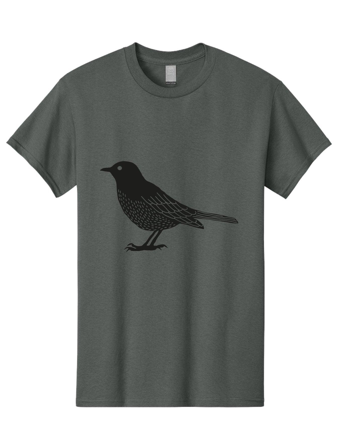 Black-Bird Men'S Graphic Tee, 100% Cotton, Comfortable Casual Summer Wear, Machine Washable, Black Bird, Bird Silhouette, Simple Art, Minimalist Design, Wildlife Illustration, Green Eye, Bird Watching, Nature Graphics Aac188 11