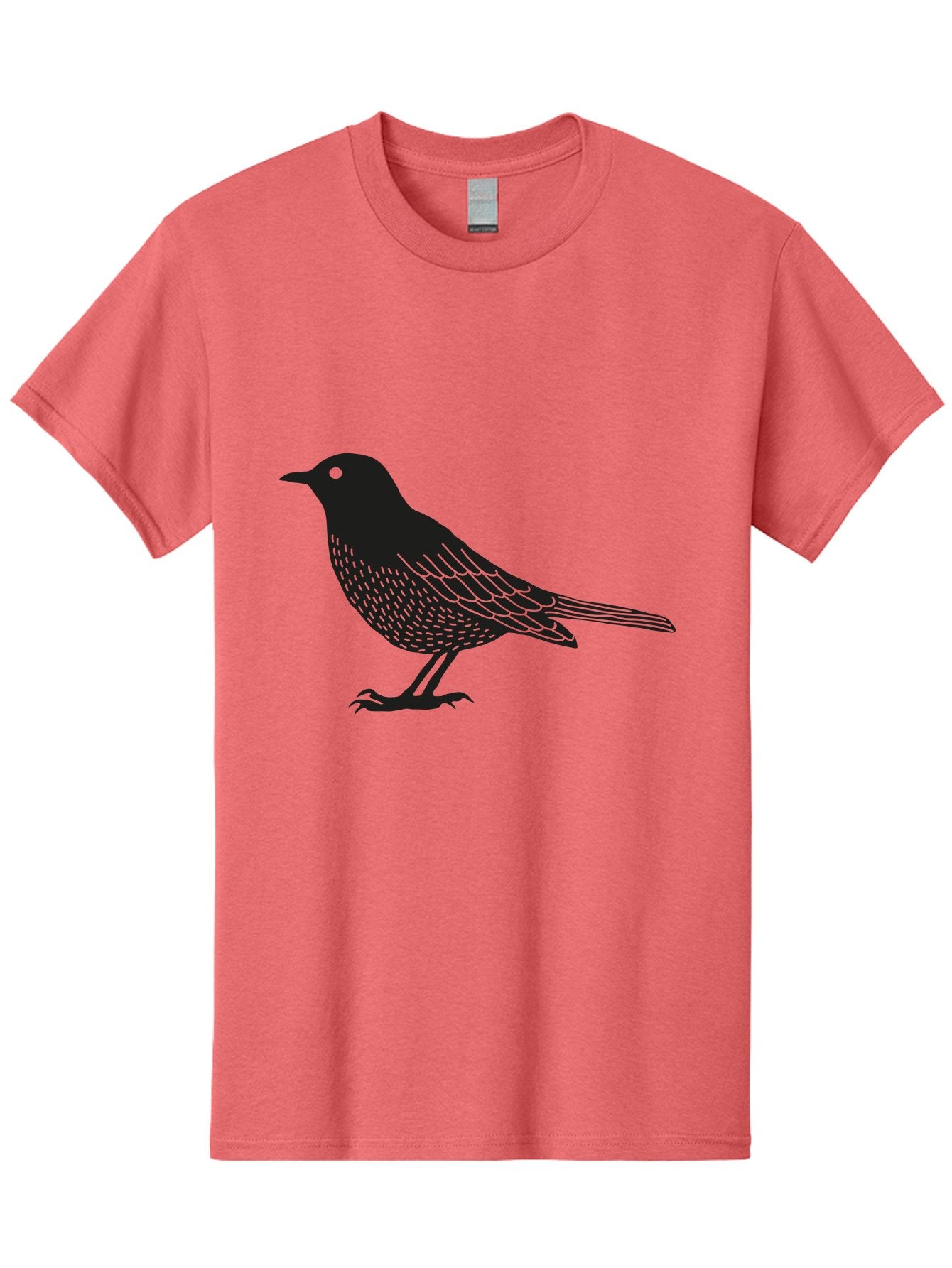 Black-Bird Men'S Graphic Tee, 100% Cotton, Comfortable Casual Summer Wear, Machine Washable, Black Bird, Bird Silhouette, Simple Art, Minimalist Design, Wildlife Illustration, Green Eye, Bird Watching, Nature Graphics Aac188 13