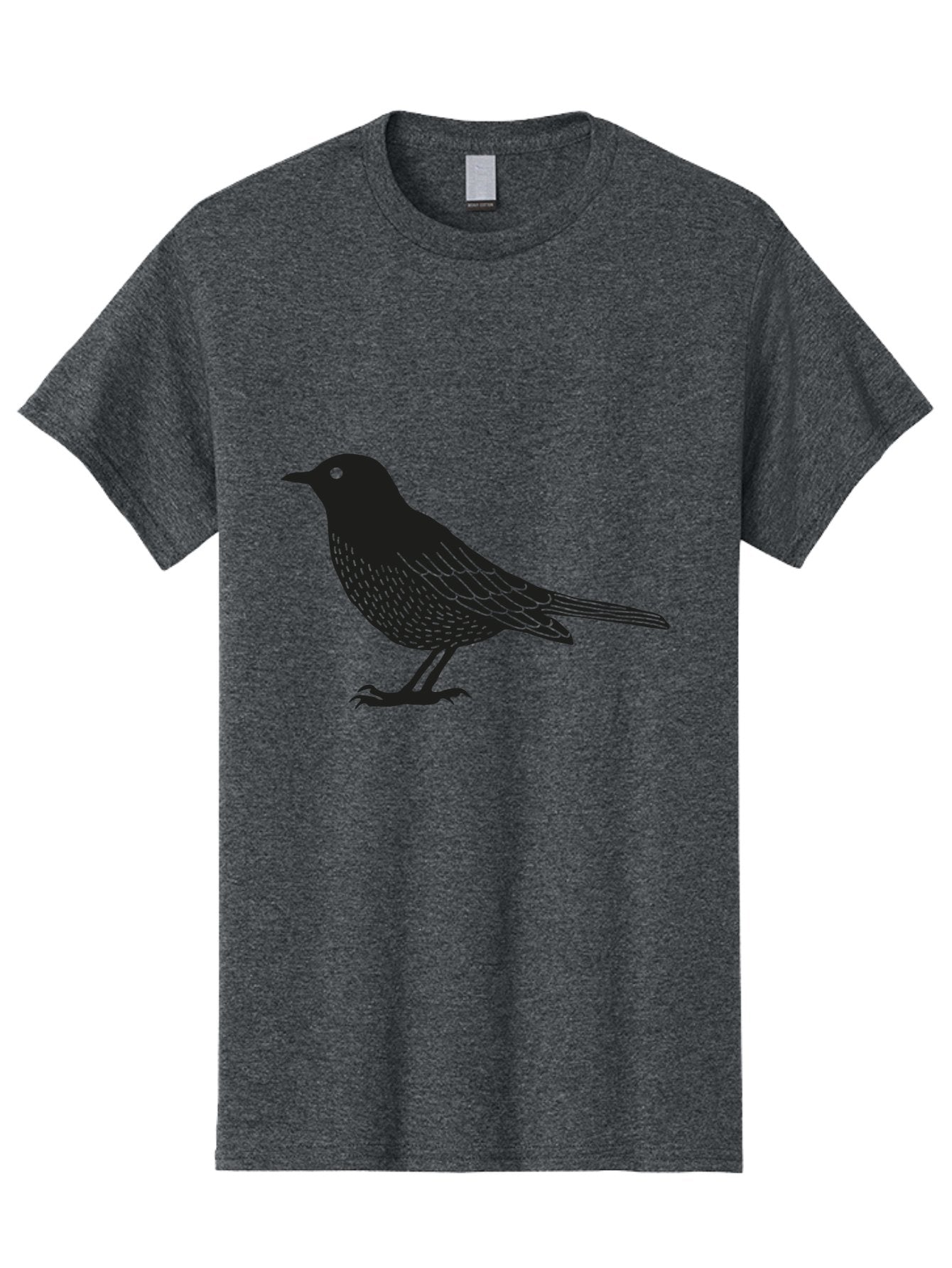 Black-Bird Men'S Graphic Tee, 100% Cotton, Comfortable Casual Summer Wear, Machine Washable, Black Bird, Bird Silhouette, Simple Art, Minimalist Design, Wildlife Illustration, Green Eye, Bird Watching, Nature Graphics Aac188 3