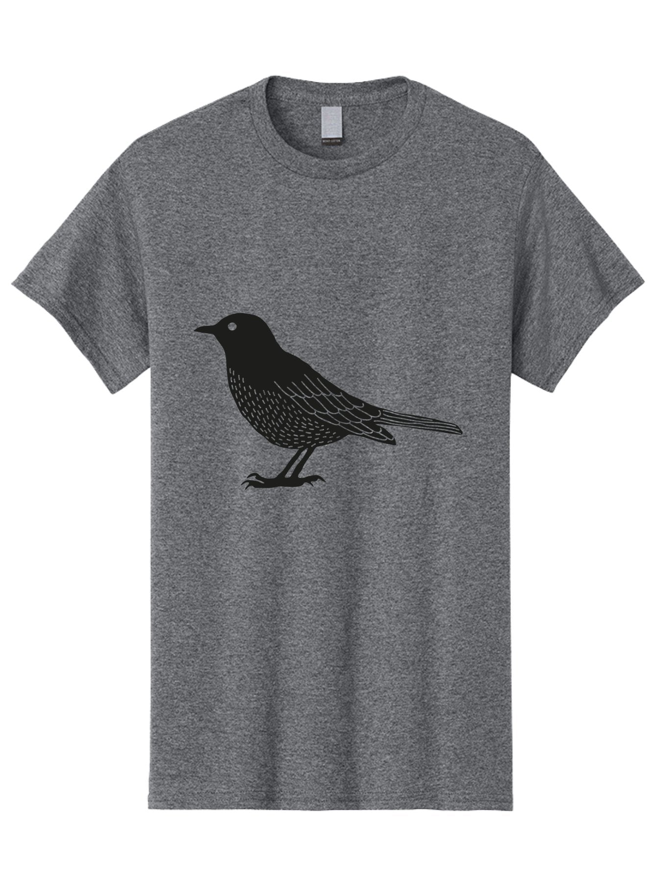 Black-Bird Men'S Graphic Tee, 100% Cotton, Comfortable Casual Summer Wear, Machine Washable, Black Bird, Bird Silhouette, Simple Art, Minimalist Design, Wildlife Illustration, Green Eye, Bird Watching, Nature Graphics Aac188 12