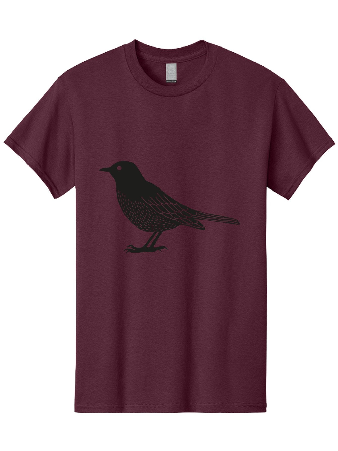 Black-Bird Men'S Graphic Tee, 100% Cotton, Comfortable Casual Summer Wear, Machine Washable, Black Bird, Bird Silhouette, Simple Art, Minimalist Design, Wildlife Illustration, Green Eye, Bird Watching, Nature Graphics Aac188 8