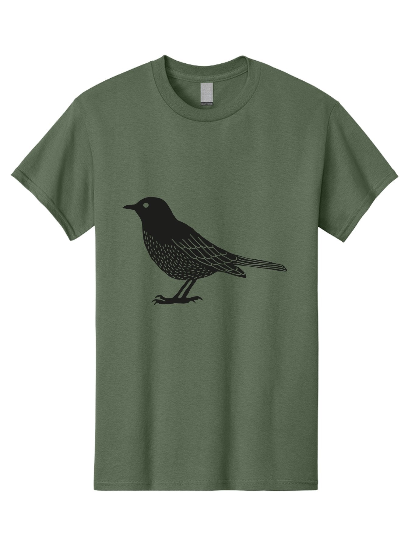 Black-Bird Men'S Graphic Tee, 100% Cotton, Comfortable Casual Summer Wear, Machine Washable, Black Bird, Bird Silhouette, Simple Art, Minimalist Design, Wildlife Illustration, Green Eye, Bird Watching, Nature Graphics Aac188 5