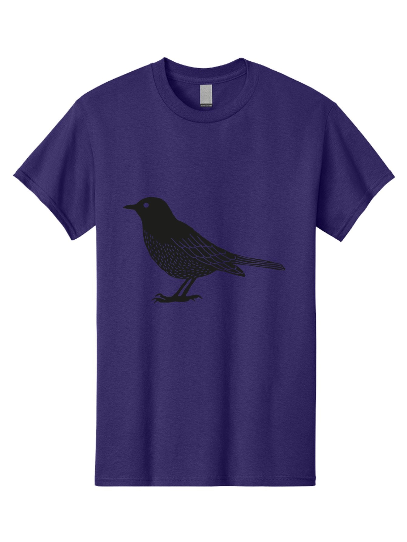 Black-Bird Men'S Graphic Tee, 100% Cotton, Comfortable Casual Summer Wear, Machine Washable, Black Bird, Bird Silhouette, Simple Art, Minimalist Design, Wildlife Illustration, Green Eye, Bird Watching, Nature Graphics Aac188 7