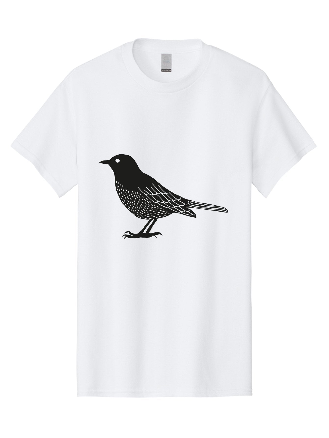 Black-Bird Men'S Graphic Tee, 100% Cotton, Comfortable Casual Summer Wear, Machine Washable, Black Bird, Bird Silhouette, Simple Art, Minimalist Design, Wildlife Illustration, Green Eye, Bird Watching, Nature Graphics Aac188 4