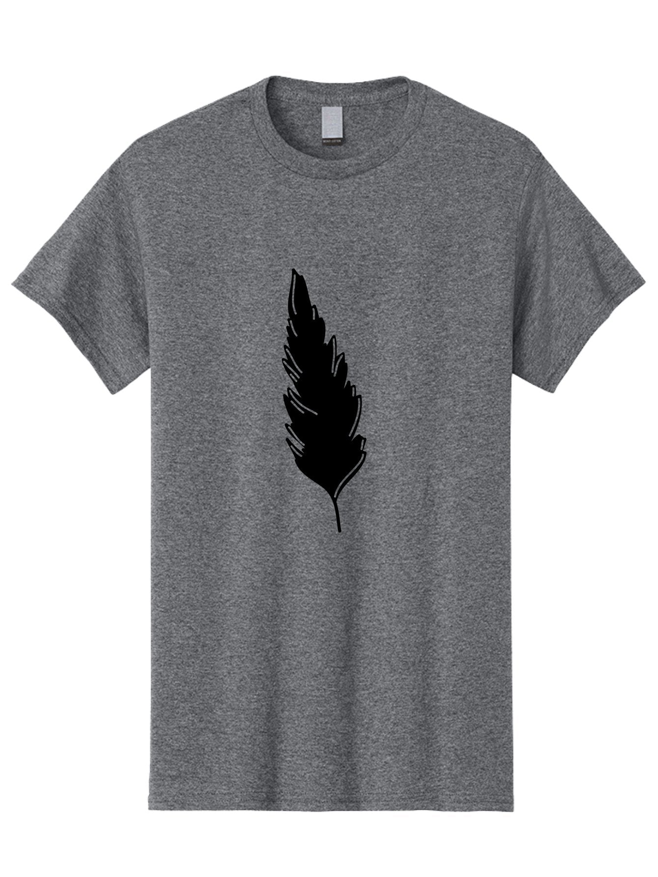 Black-Feather Men'S Graphic Tee, 100% Cotton, Comfortable Casual Summer Wear, Machine Washable, Feather Silhouette, Winged Icon, Simple Design, Minimalist Art, Feather Graphic, Black Silhouette Aac189 3