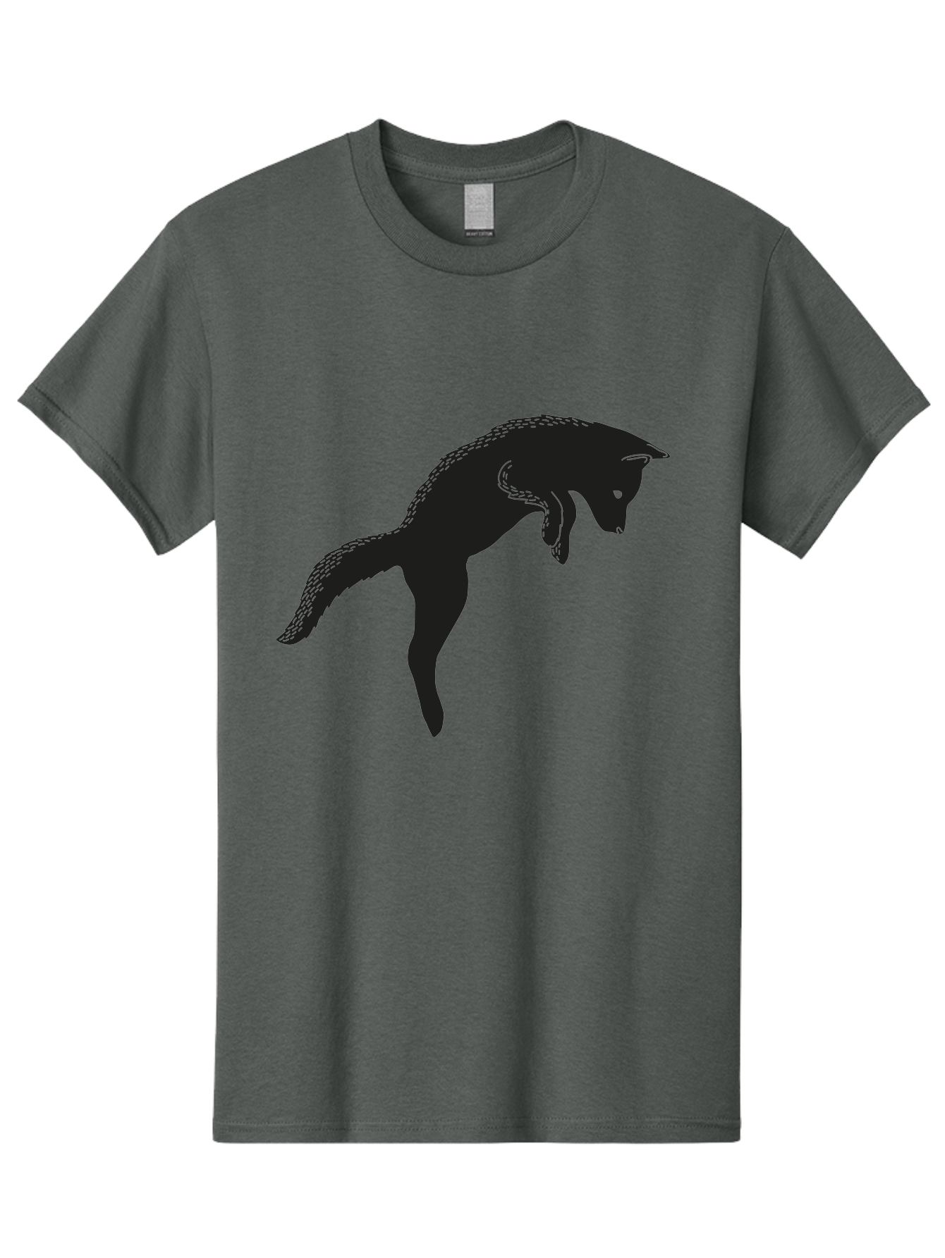 Black-Fox-Silhouette Men'S Graphic Tee, 100% Cotton, Comfortable Casual Summer Wear, Machine Washable, Squirrel Silhouette, Animal Graphic, Wildlife Illustration, Forest Creature, Cute Animal, Jumping Squirrel, Nut Love, Tree Dweller, Aac190 3