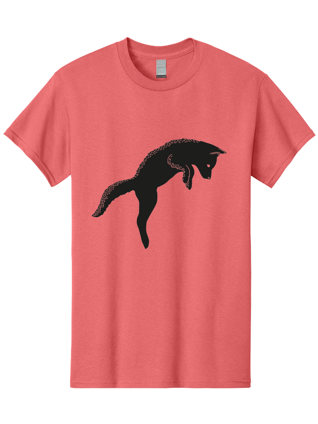Black-Fox-Silhouette Men'S Graphic Tee, 100% Cotton, Comfortable Casual Summer Wear, Machine Washable, Squirrel Silhouette, Animal Graphic, Wildlife Illustration, Forest Creature, Cute Animal, Jumping Squirrel, Nut Love, Tree Dweller, Aac190 29
