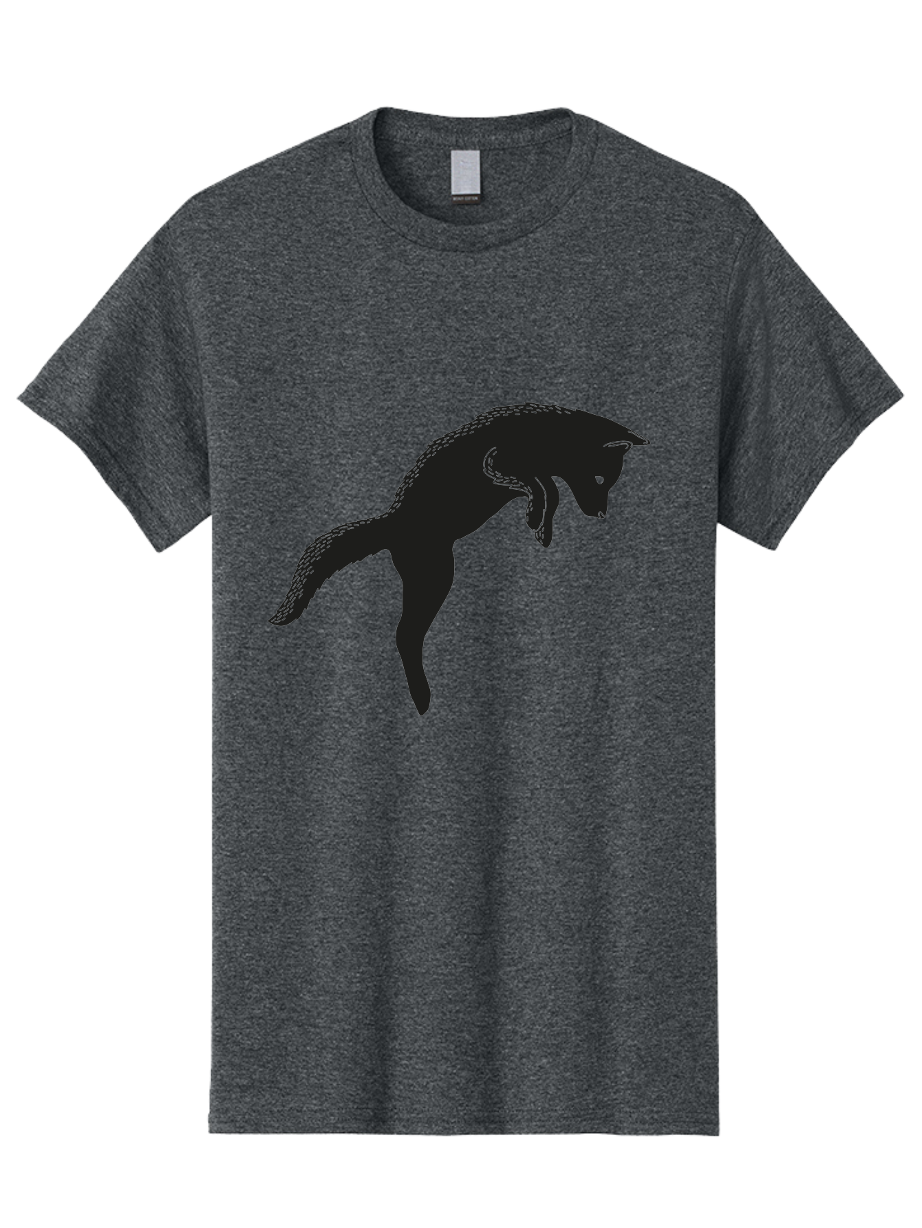 Black-Fox-Silhouette Men'S Graphic Tee, 100% Cotton, Comfortable Casual Summer Wear, Machine Washable, Squirrel Silhouette, Animal Graphic, Wildlife Illustration, Forest Creature, Cute Animal, Jumping Squirrel, Nut Love, Tree Dweller, Aac190 7