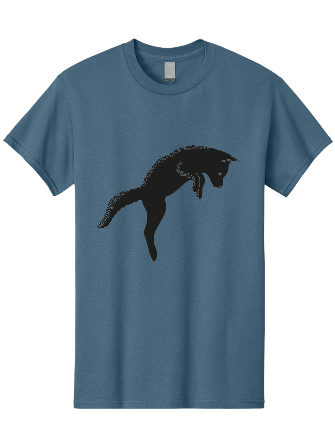 Black-Fox-Silhouette Men'S Graphic Tee, 100% Cotton, Comfortable Casual Summer Wear, Machine Washable, Squirrel Silhouette, Animal Graphic, Wildlife Illustration, Forest Creature, Cute Animal, Jumping Squirrel, Nut Love, Tree Dweller, Aac190 13