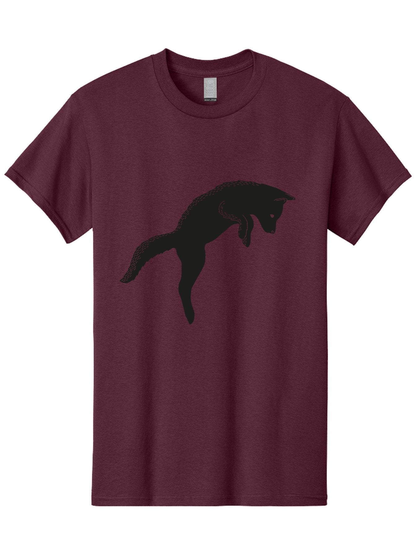 Black-Fox-Silhouette Men'S Graphic Tee, 100% Cotton, Comfortable Casual Summer Wear, Machine Washable, Squirrel Silhouette, Animal Graphic, Wildlife Illustration, Forest Creature, Cute Animal, Jumping Squirrel, Nut Love, Tree Dweller, Aac190